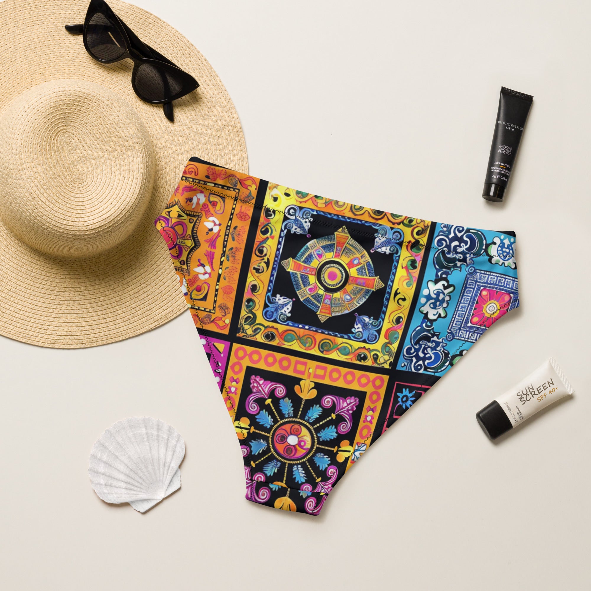 Recycled high-waisted bikini bottom