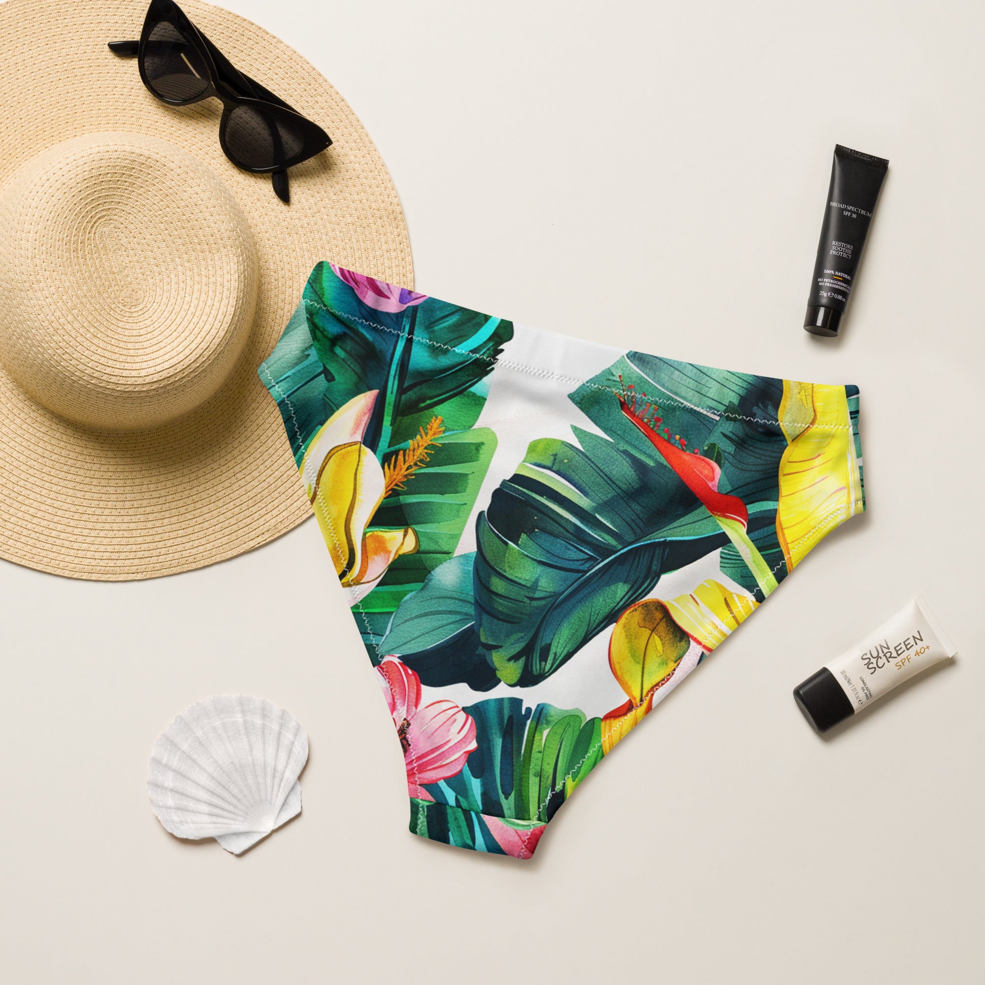 Recycled high-waisted bikini bottom