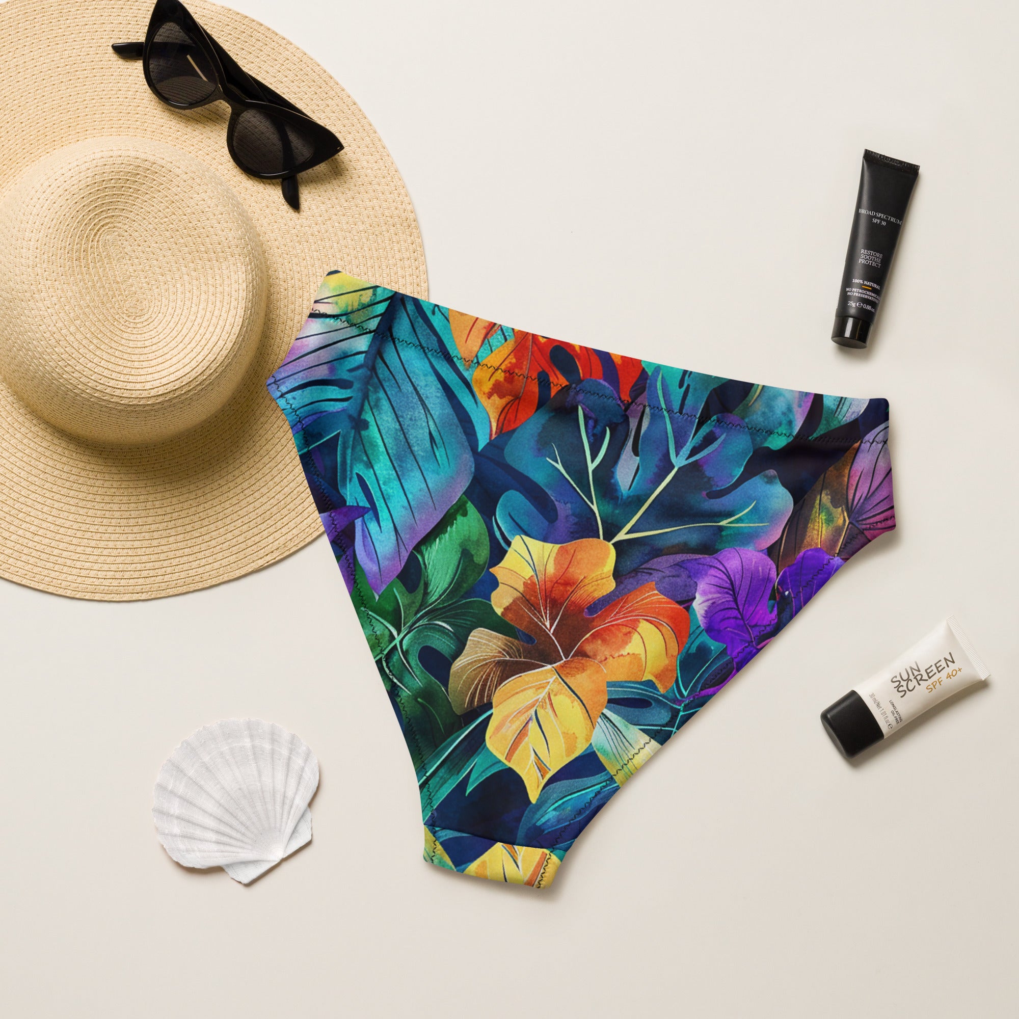 Recycled high-waisted bikini bottom