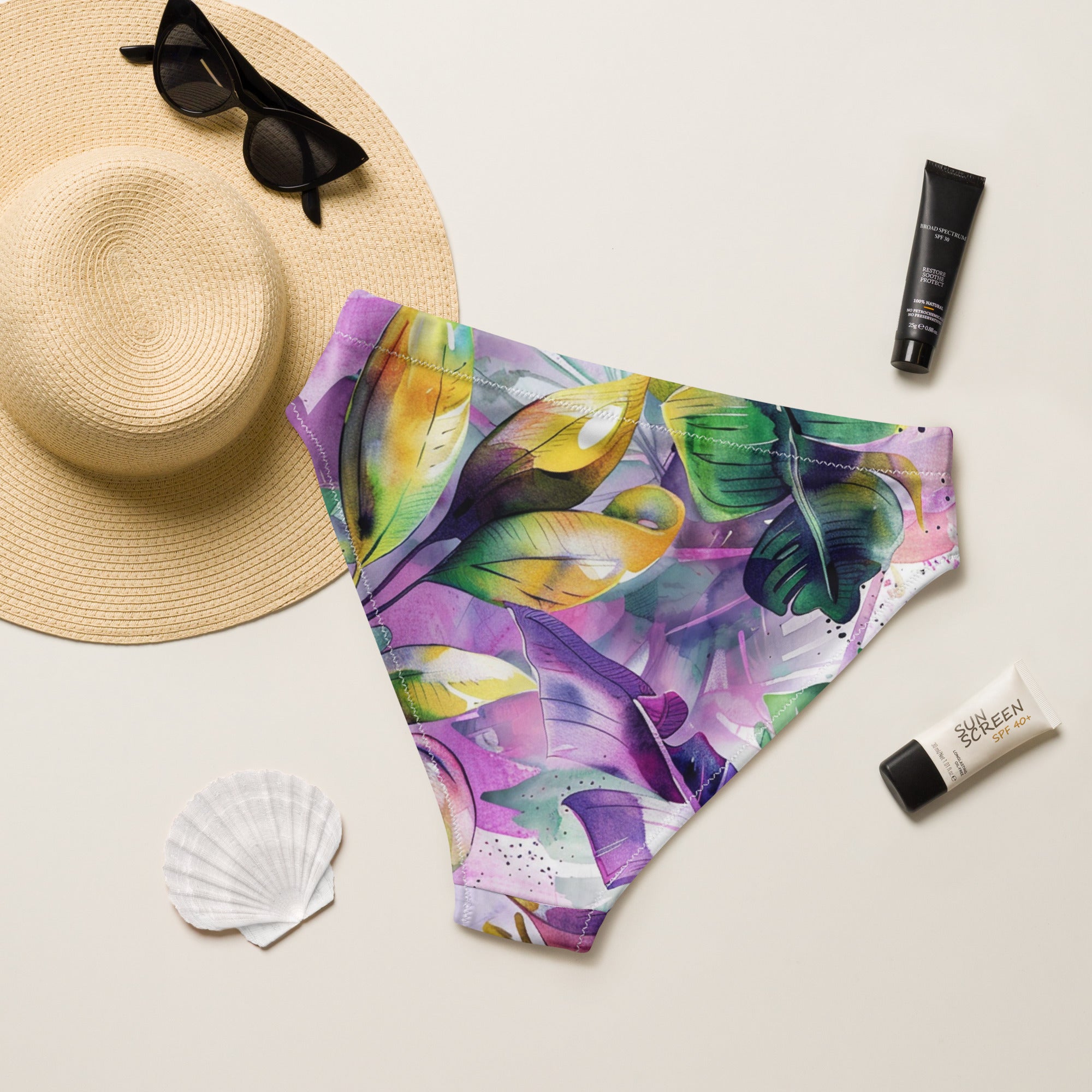 Recycled high-waisted bikini bottom