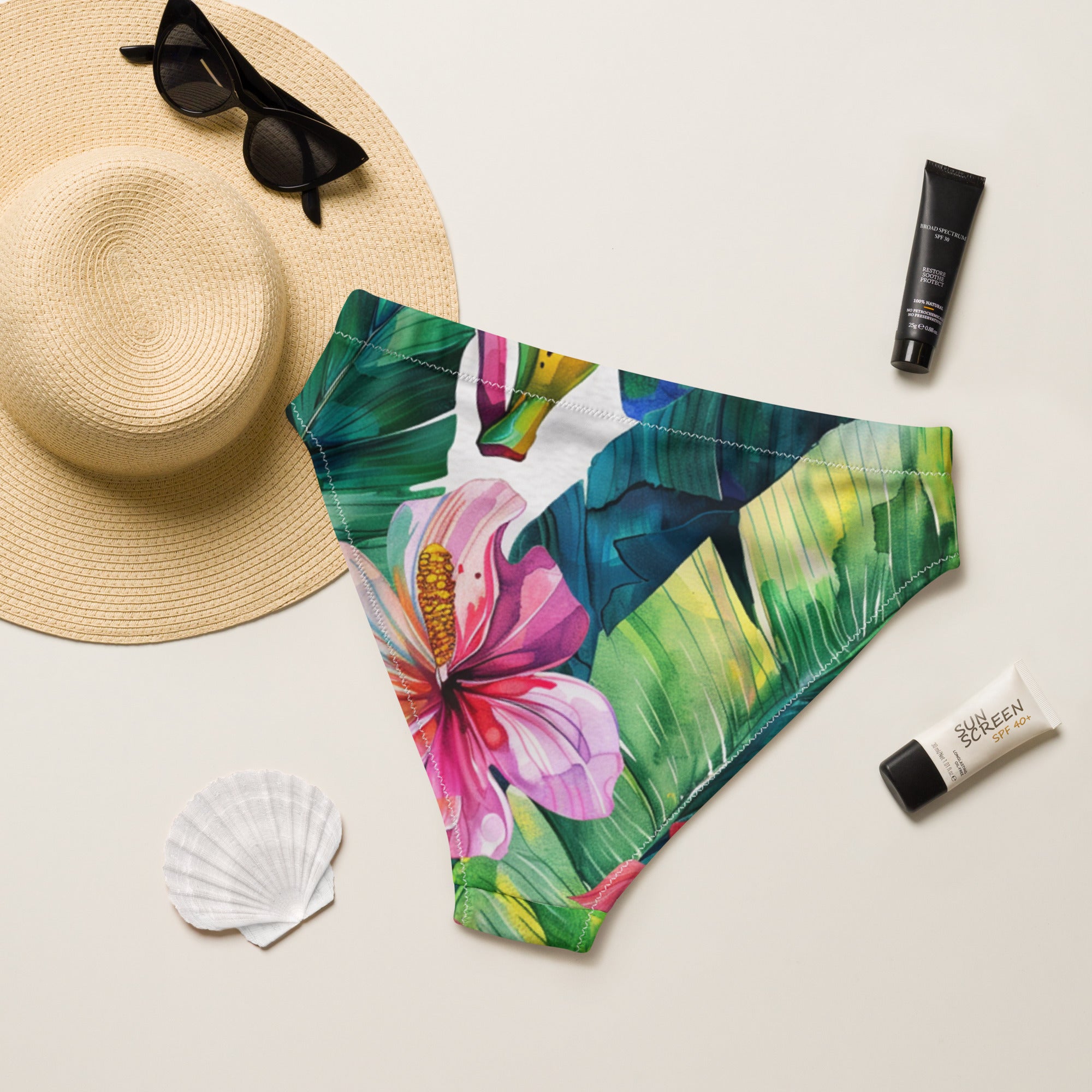 Recycled high-waisted bikini bottom