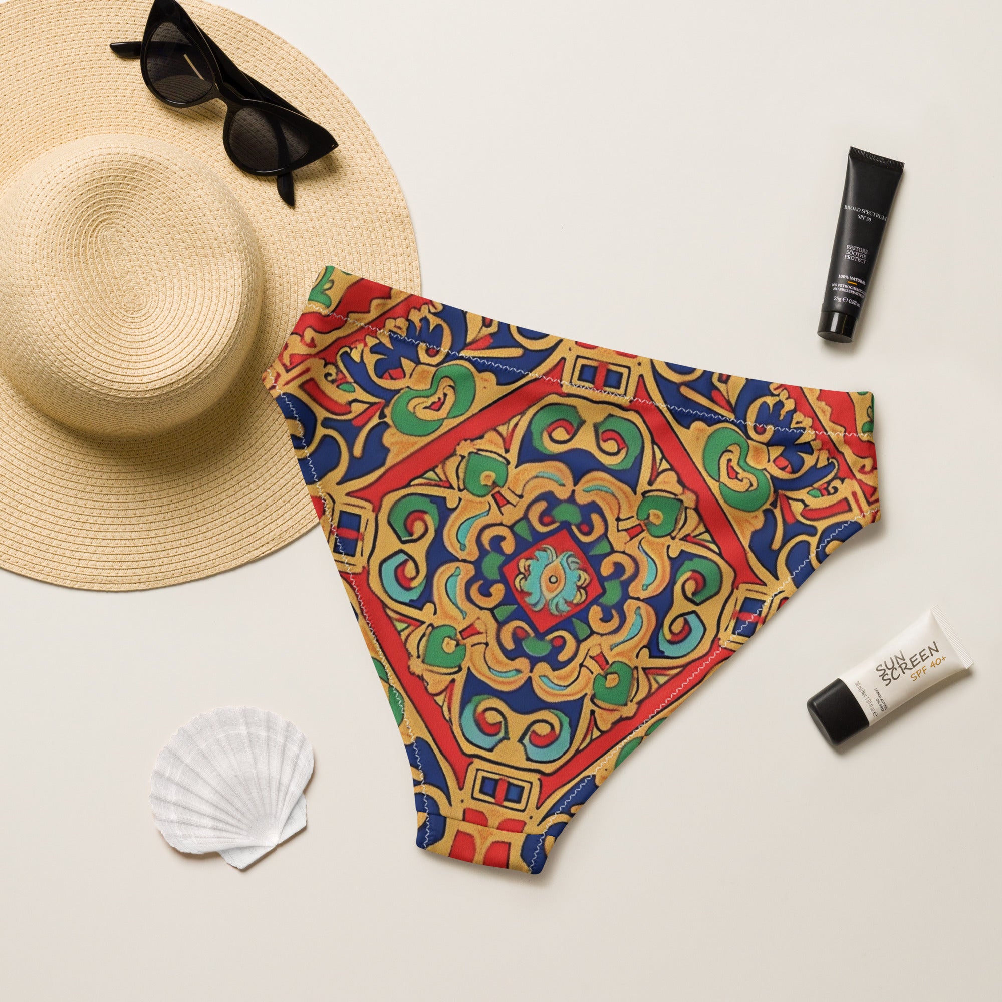 Recycled high-waisted bikini bottom