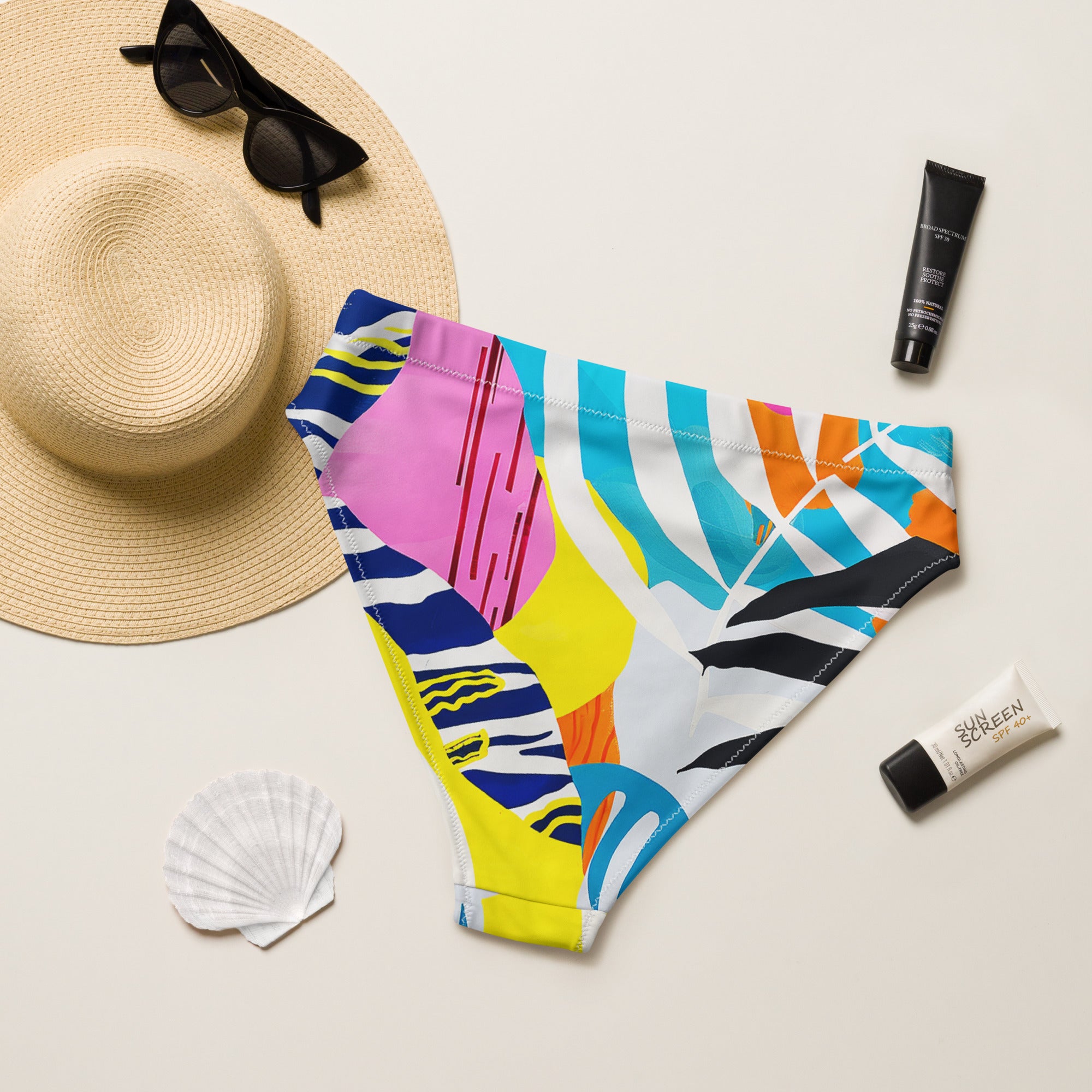 Recycled high-waisted bikini bottom
