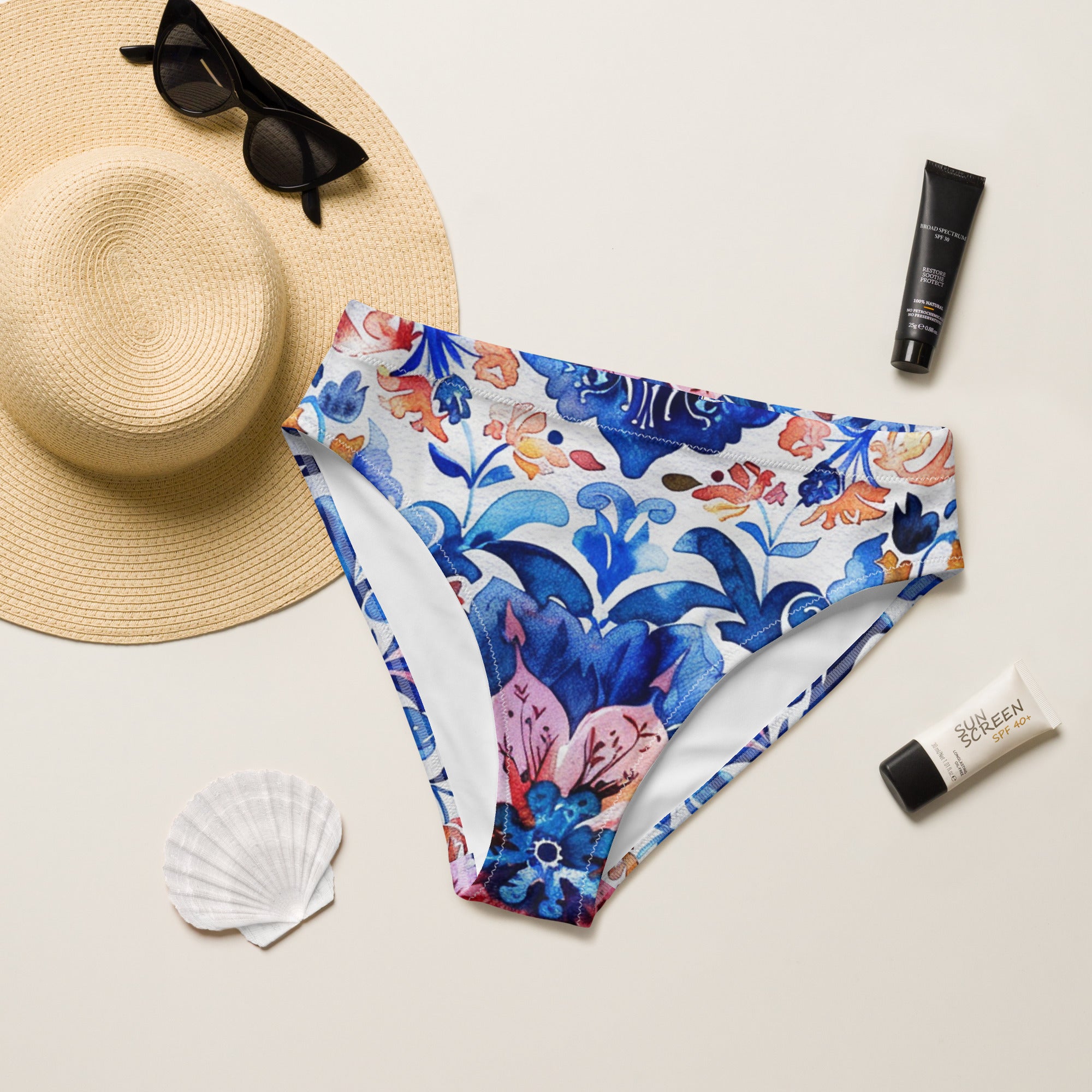 Recycled high-waisted bikini bottom