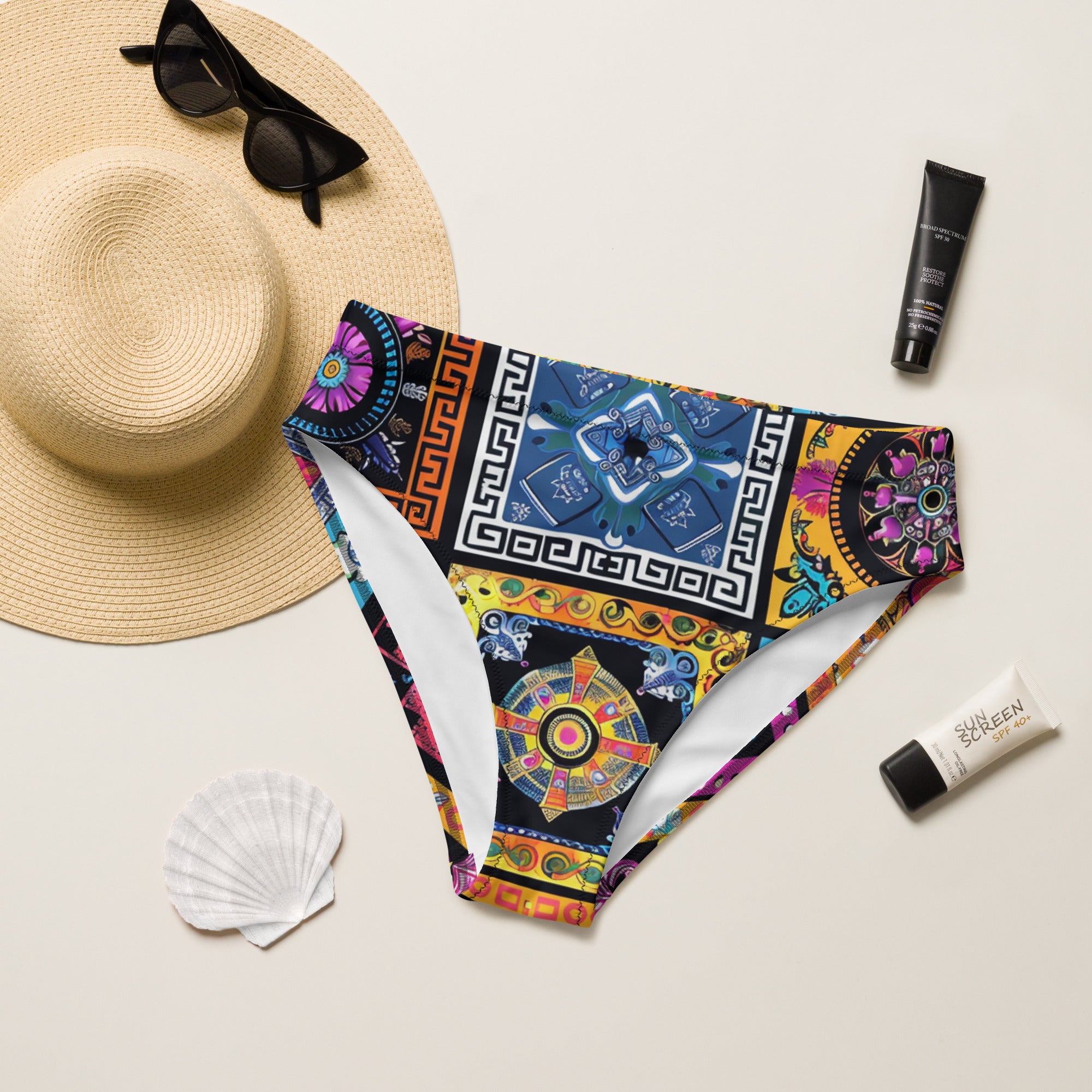 Recycled high-waisted bikini bottom