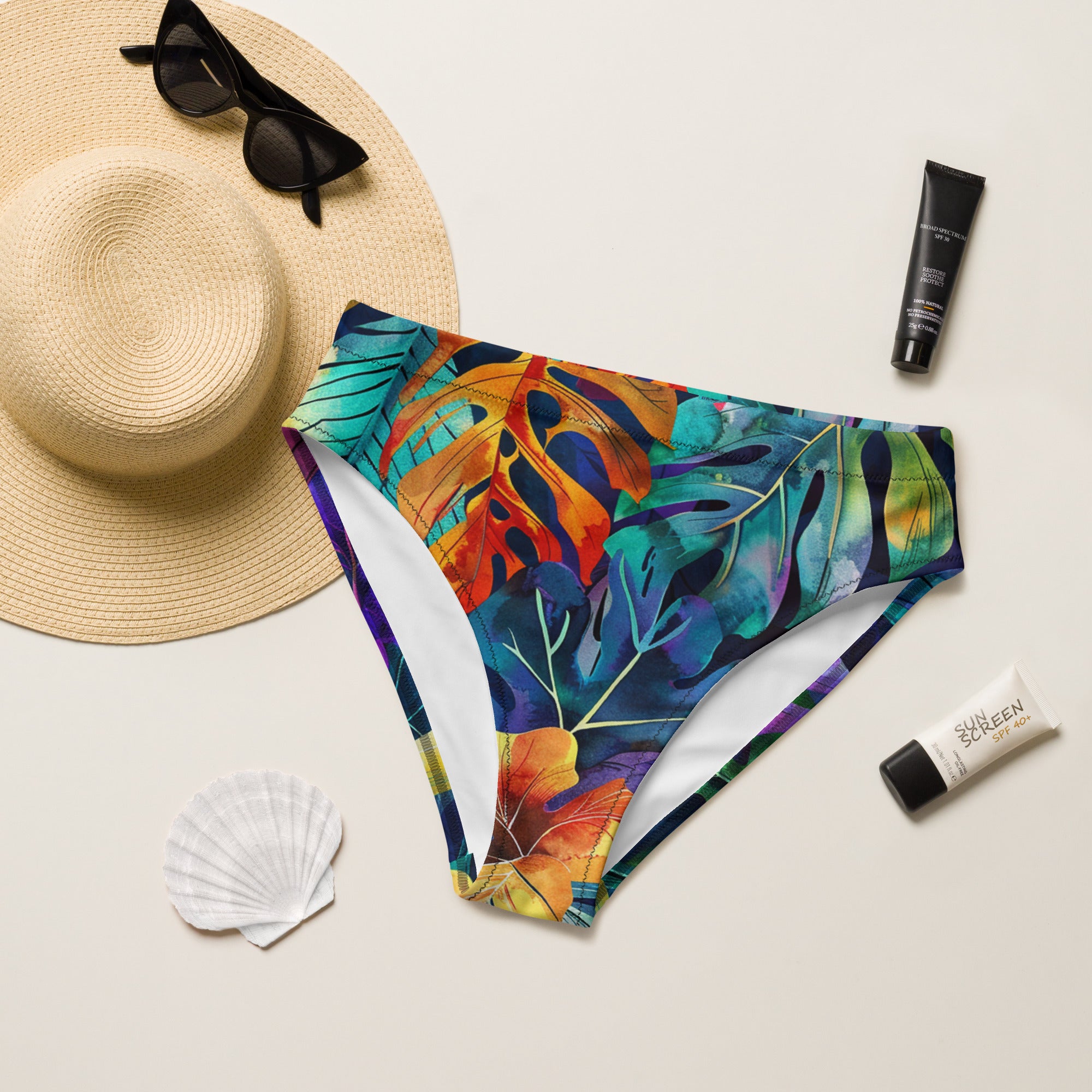 Recycled high-waisted bikini bottom
