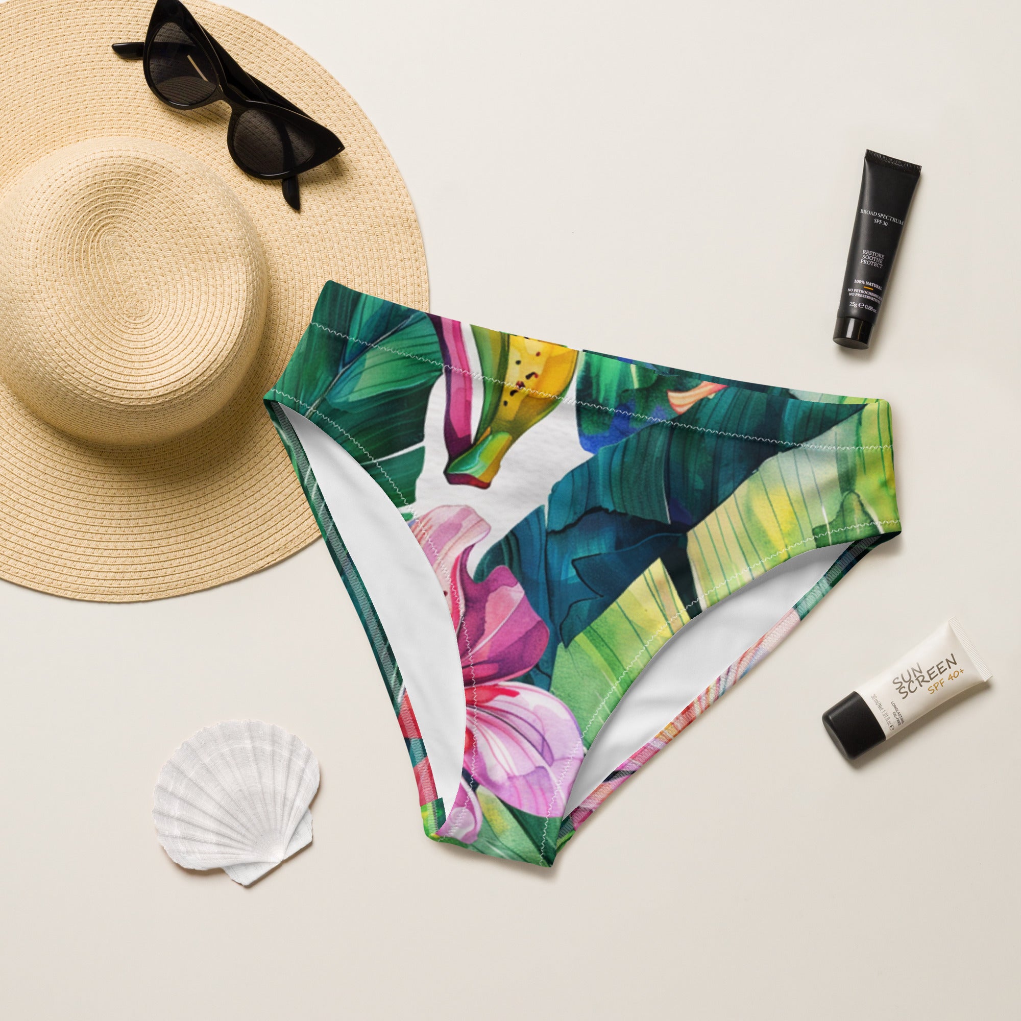 Recycled high-waisted bikini bottom