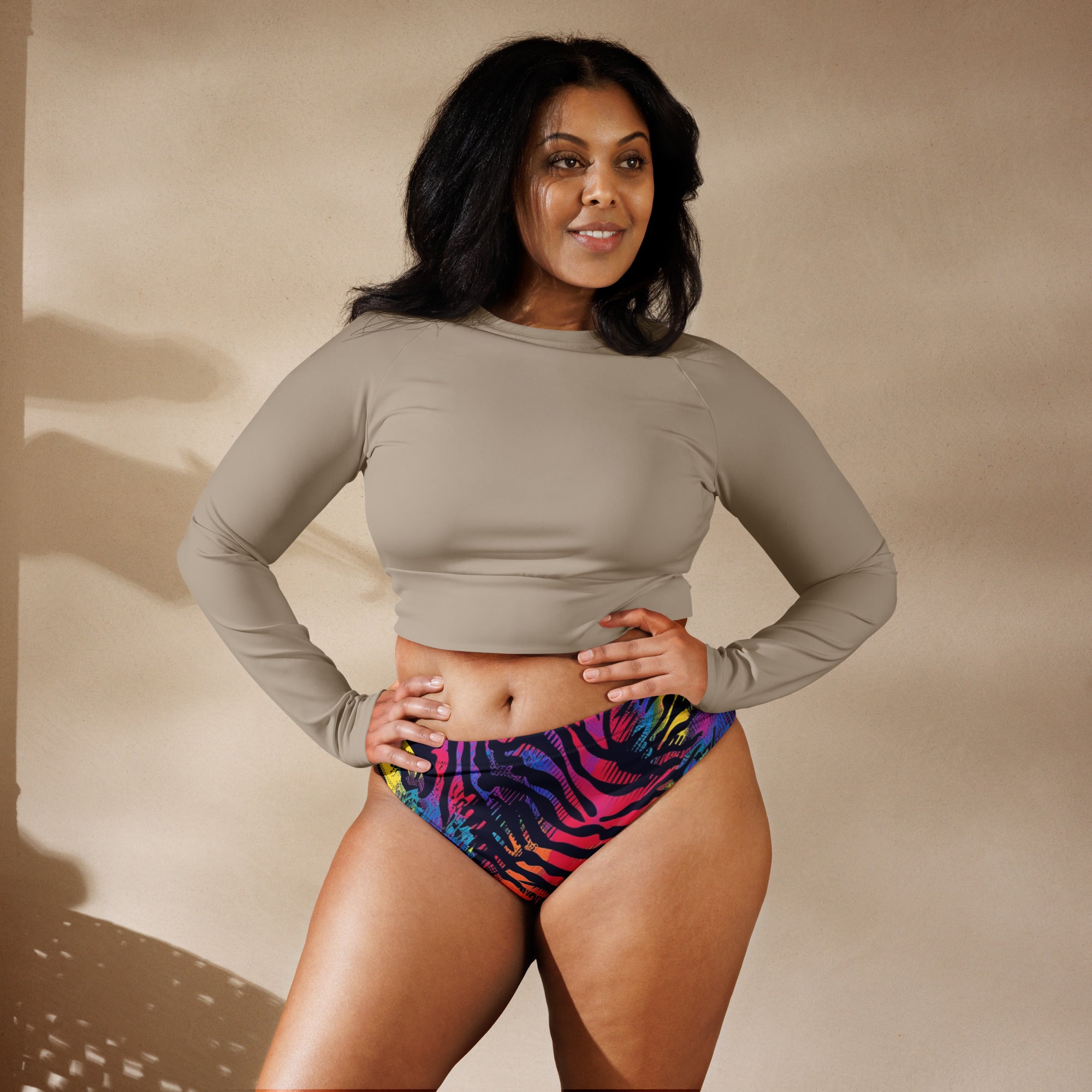 Recycled high-waisted bikini bottom
