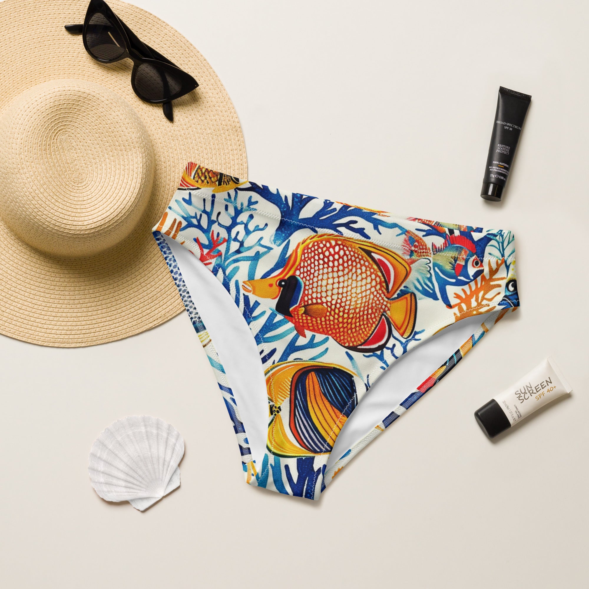 Recycled high-waisted bikini bottom