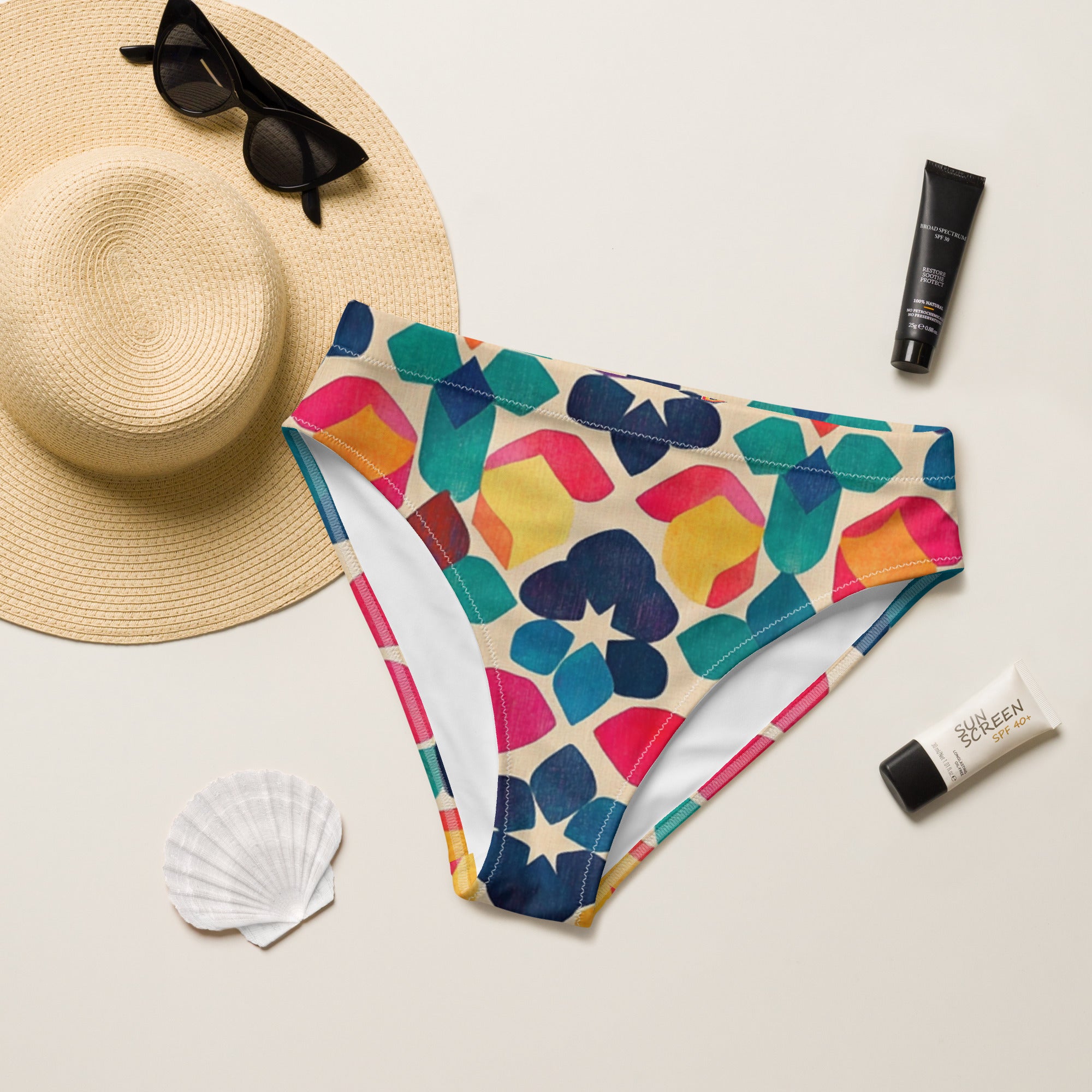 Recycled high-waisted bikini bottom