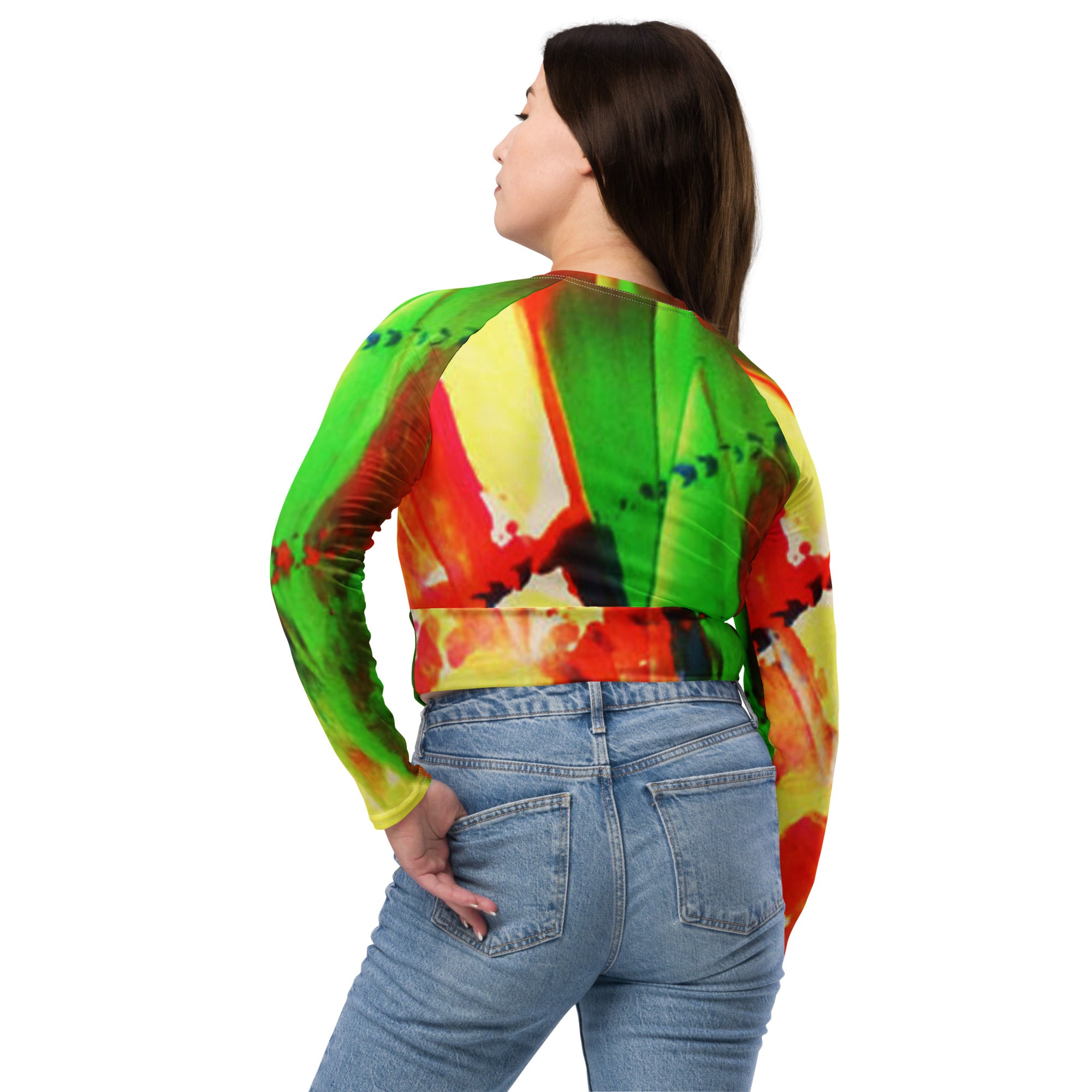 Recycled long-sleeve crop top