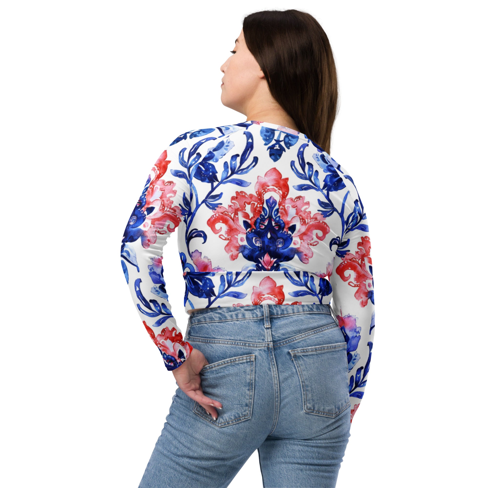 Recycled long-sleeve crop top