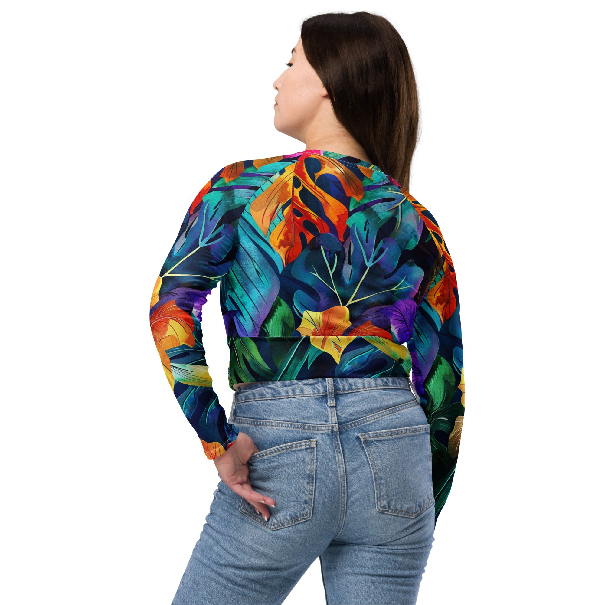 Recycled long-sleeve crop top