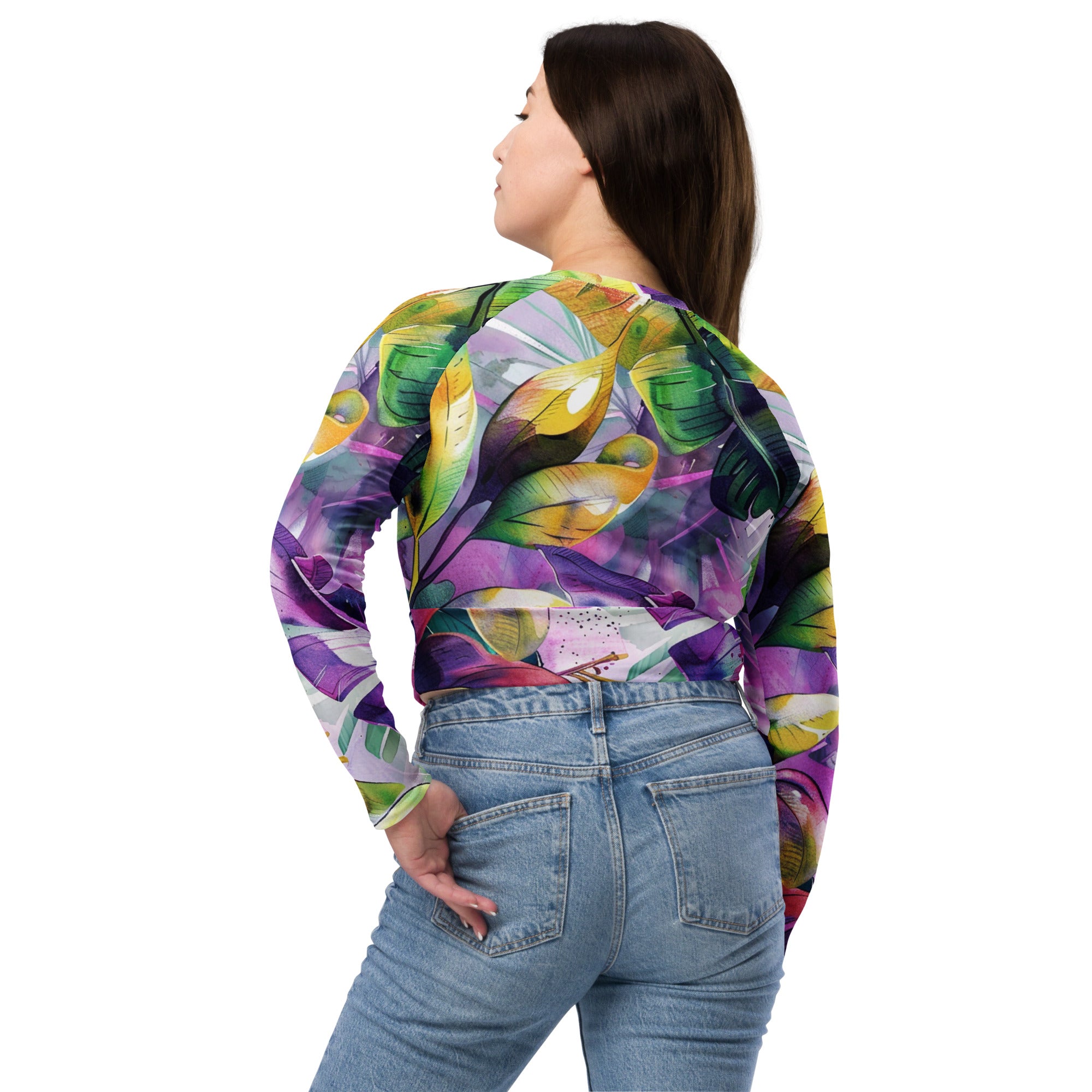 Recycled long-sleeve crop top