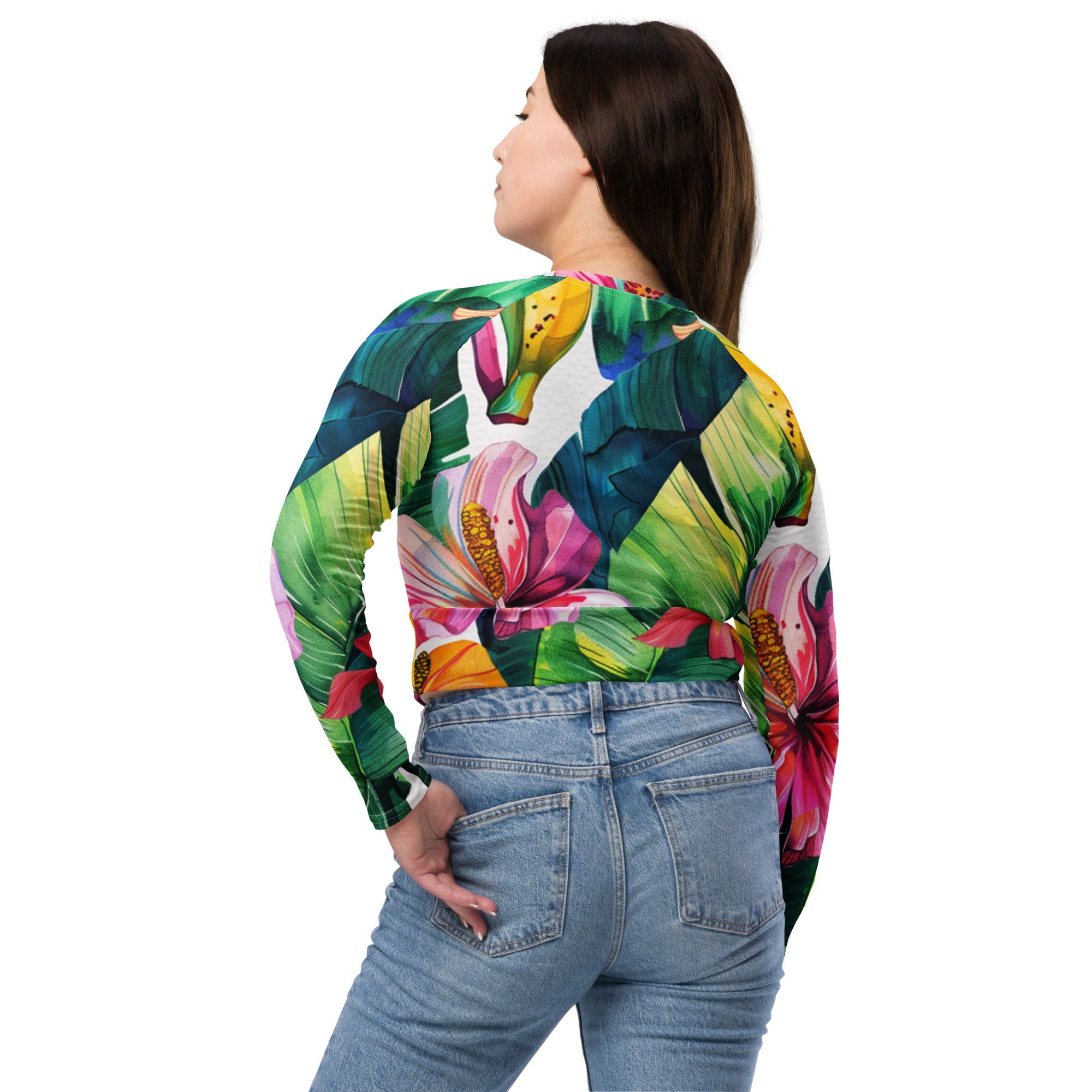Recycled long-sleeve crop top