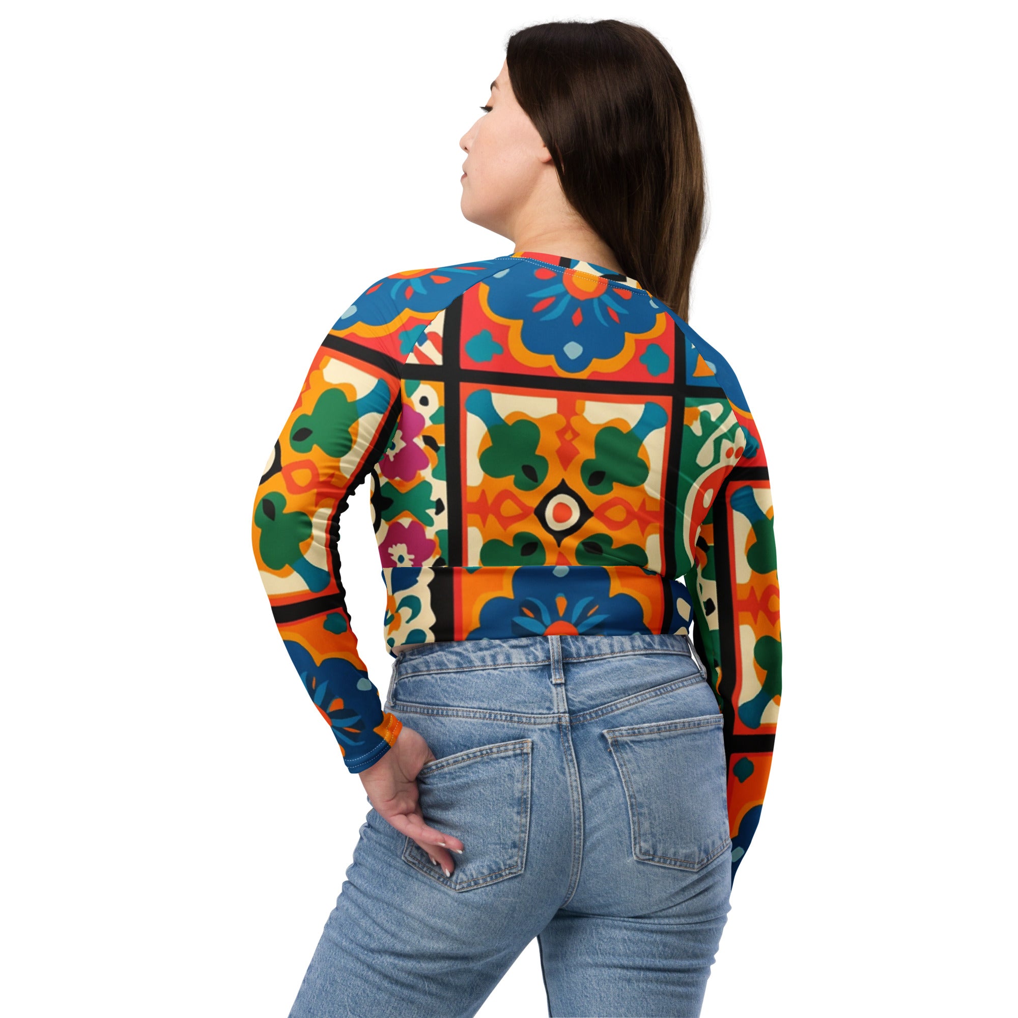 Recycled long-sleeve crop top