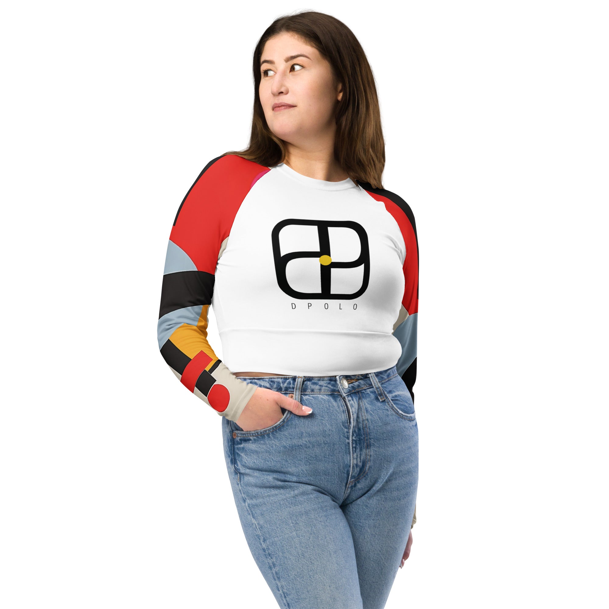 Recycled long-sleeve crop top