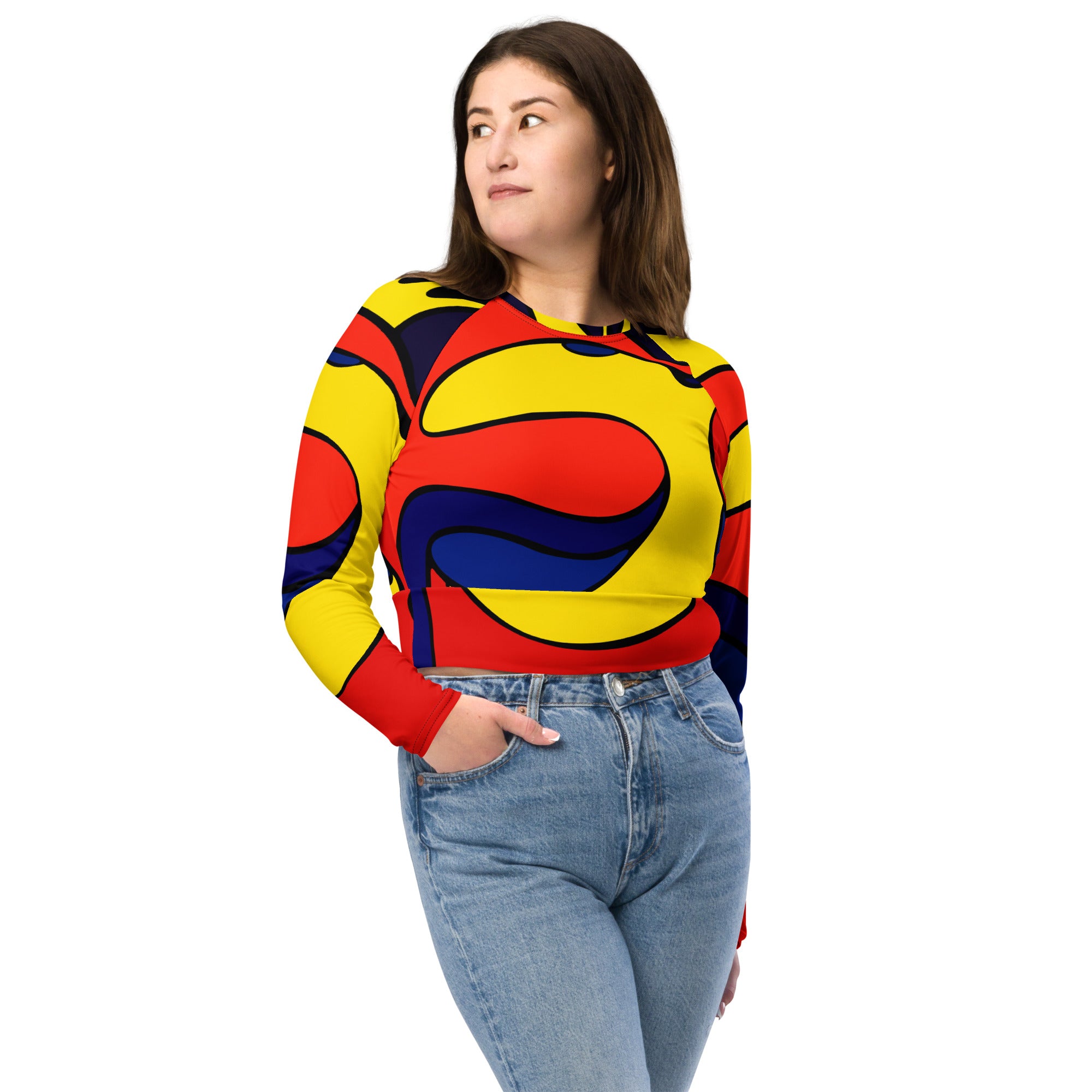 Recycled long-sleeve crop top