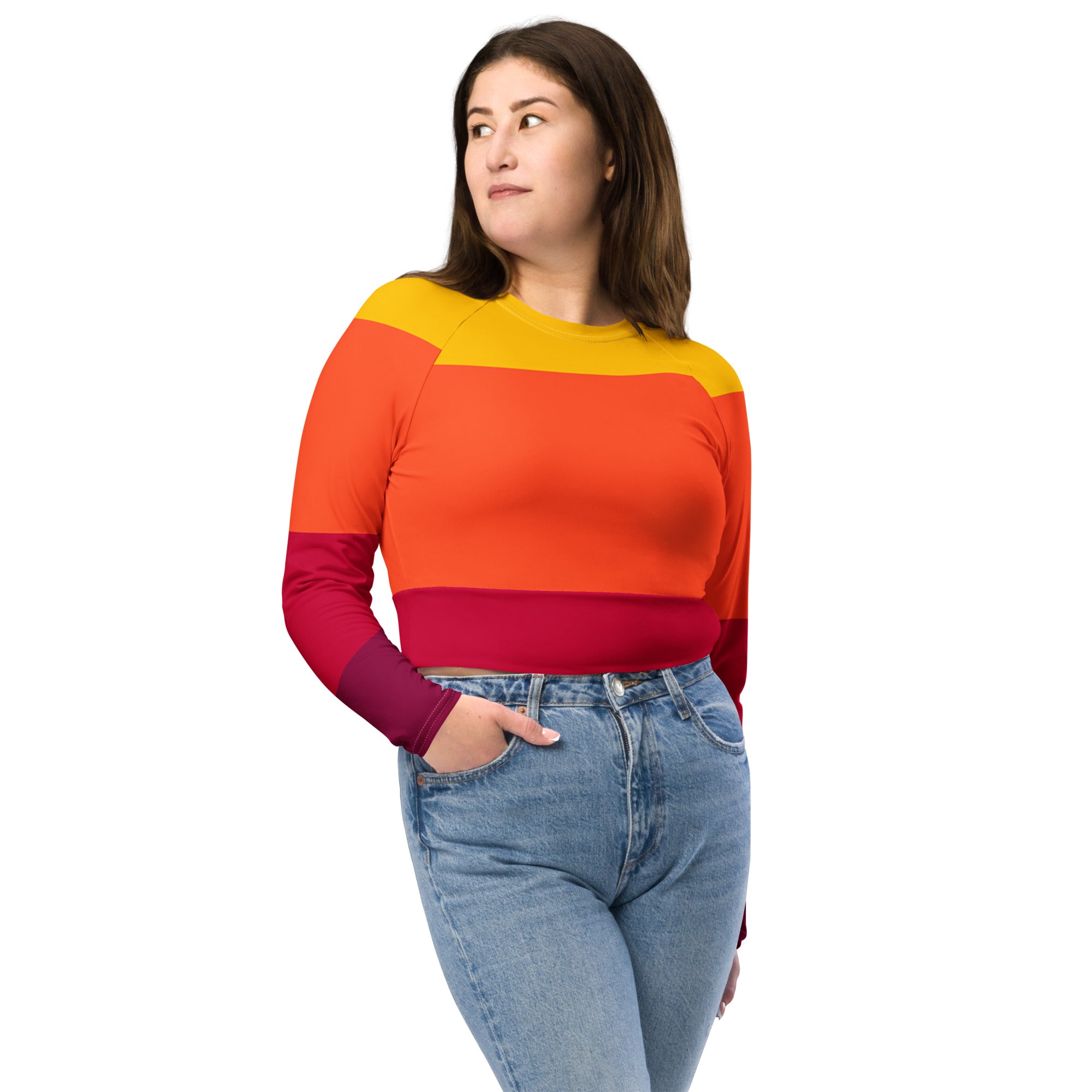 Recycled long-sleeve crop top