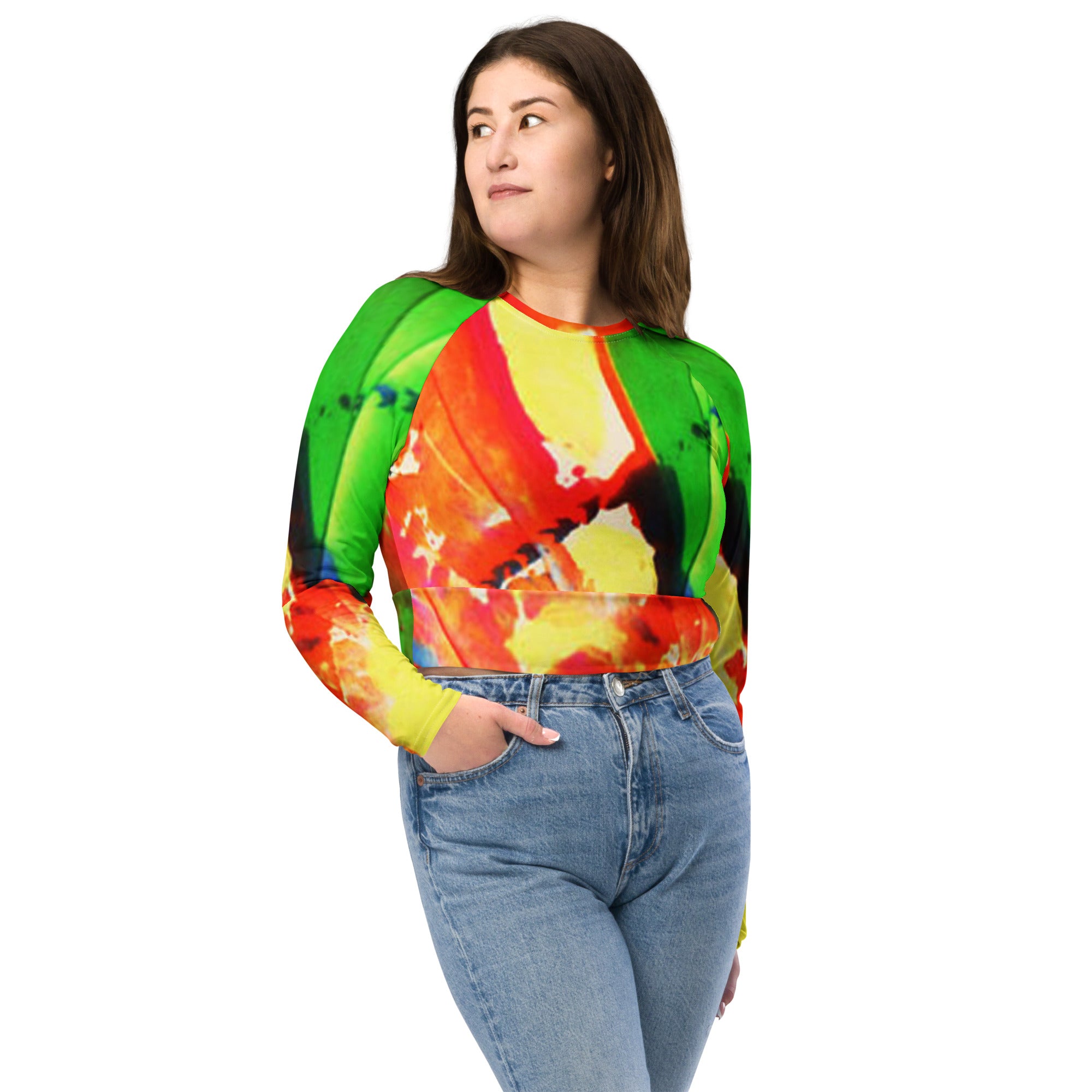 Recycled long-sleeve crop top