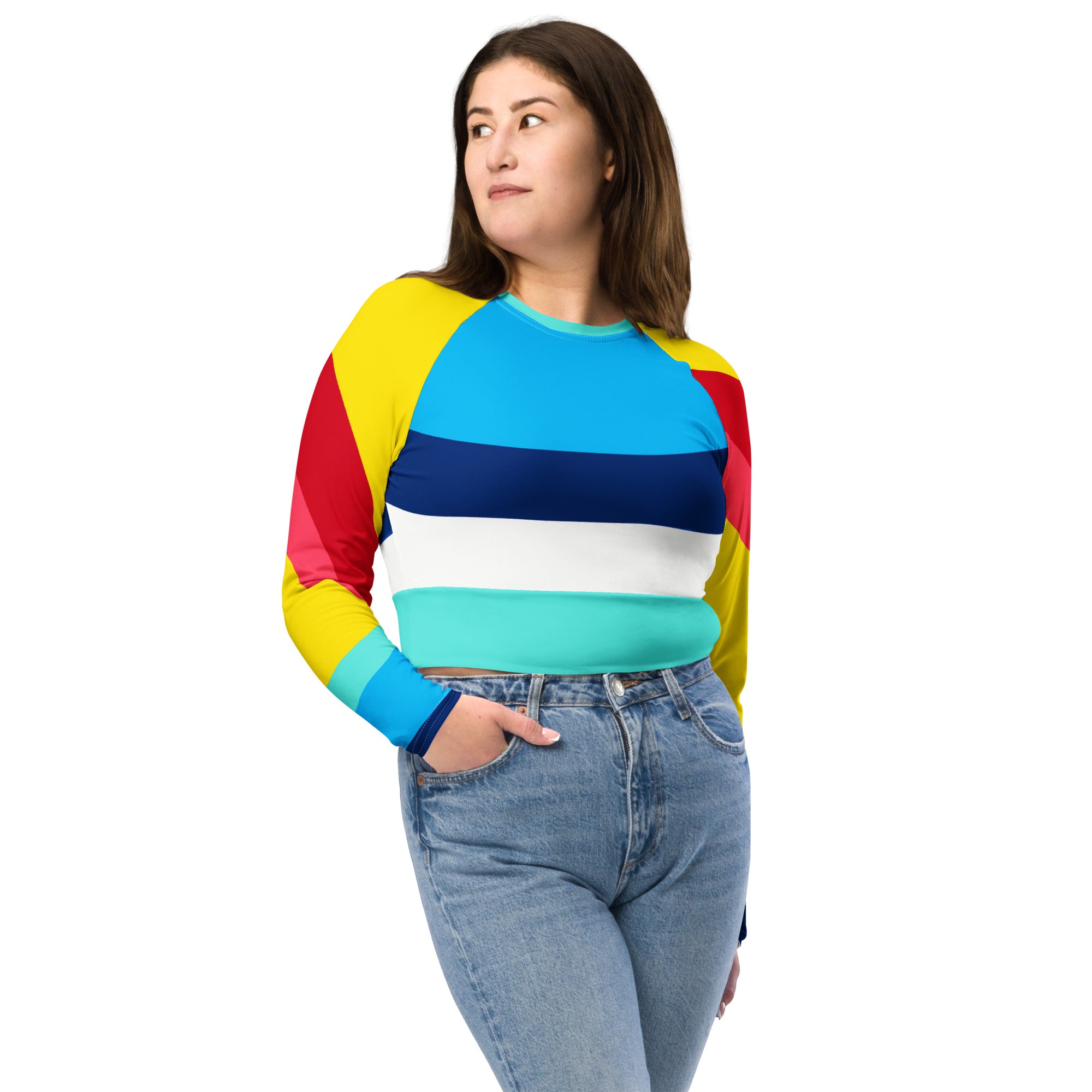 Recycled long-sleeve crop top
