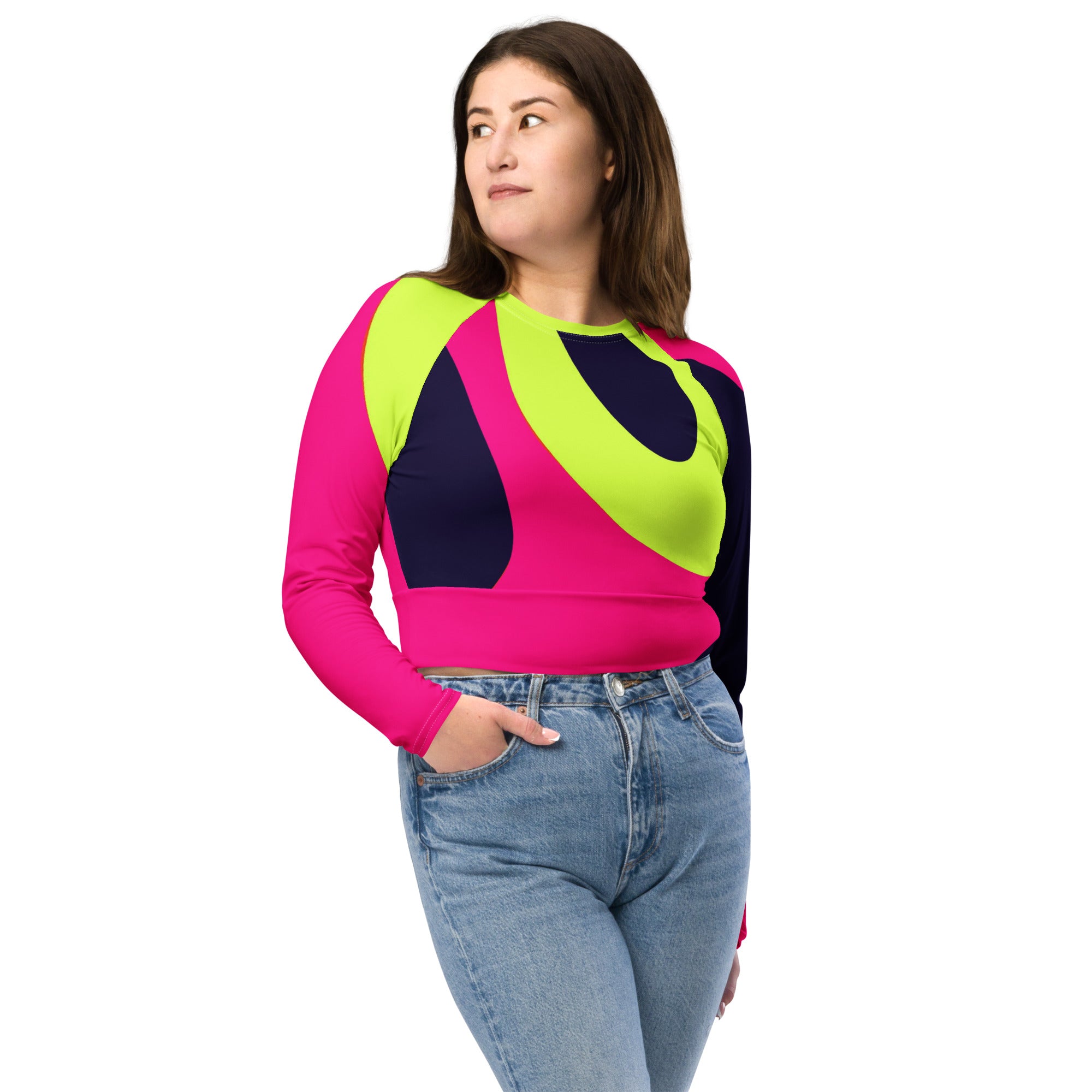 Recycled long-sleeve crop top