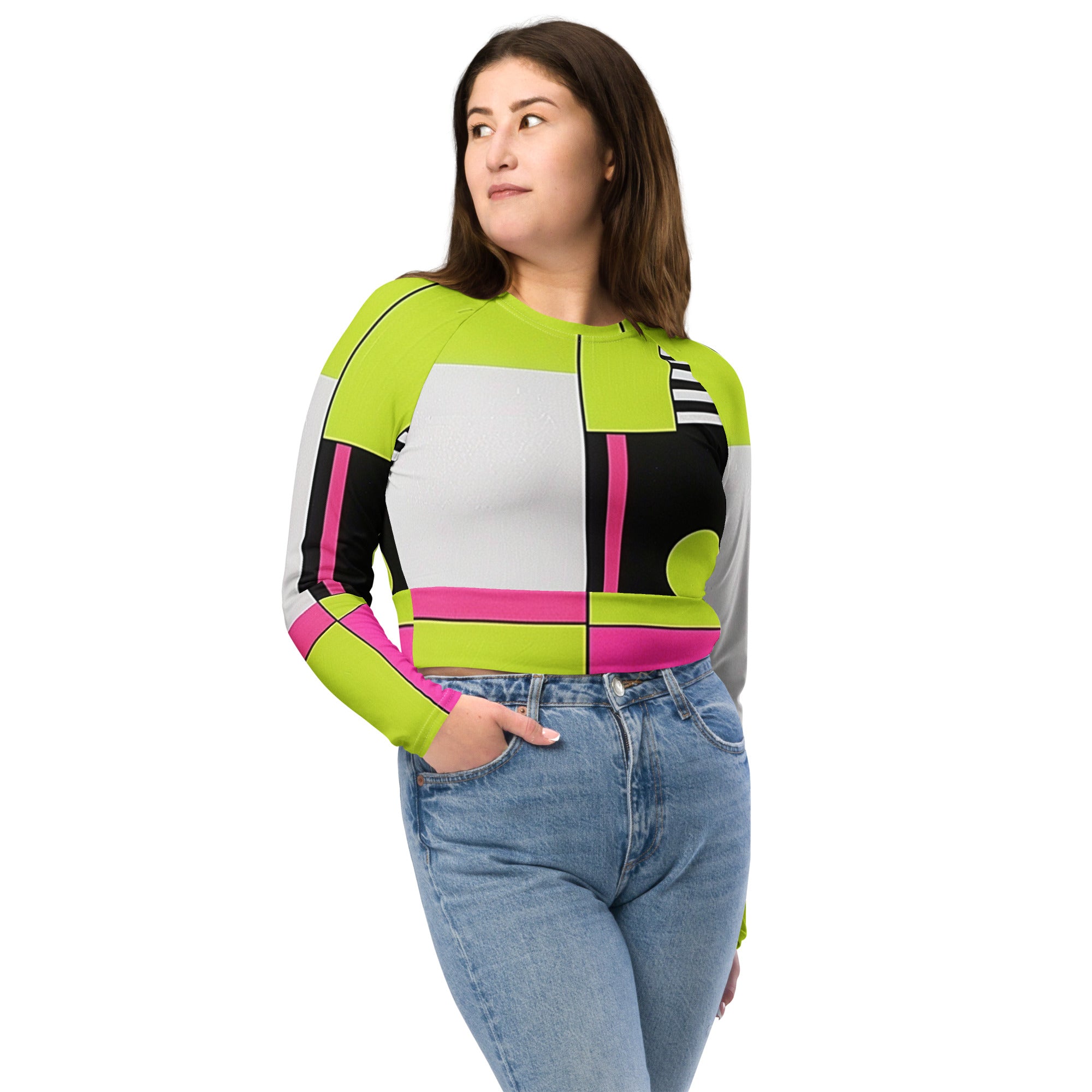 Recycled long-sleeve crop top