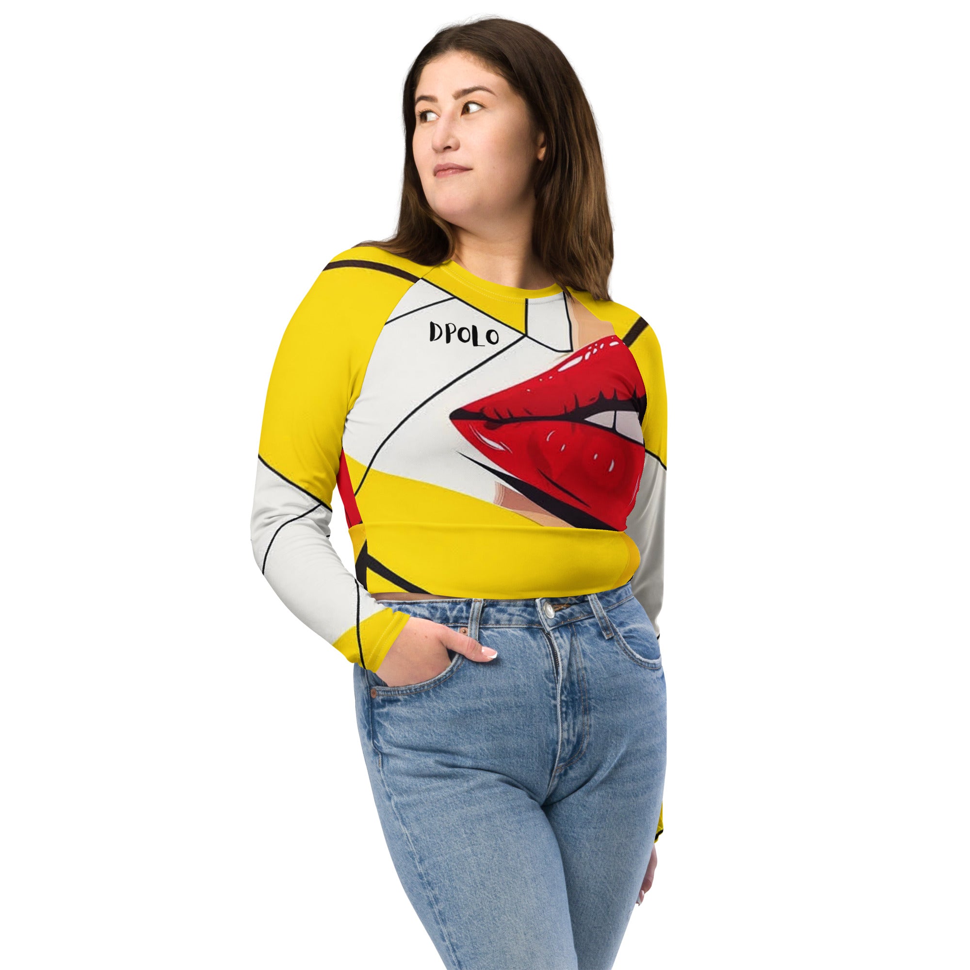 Recycled long-sleeve crop top