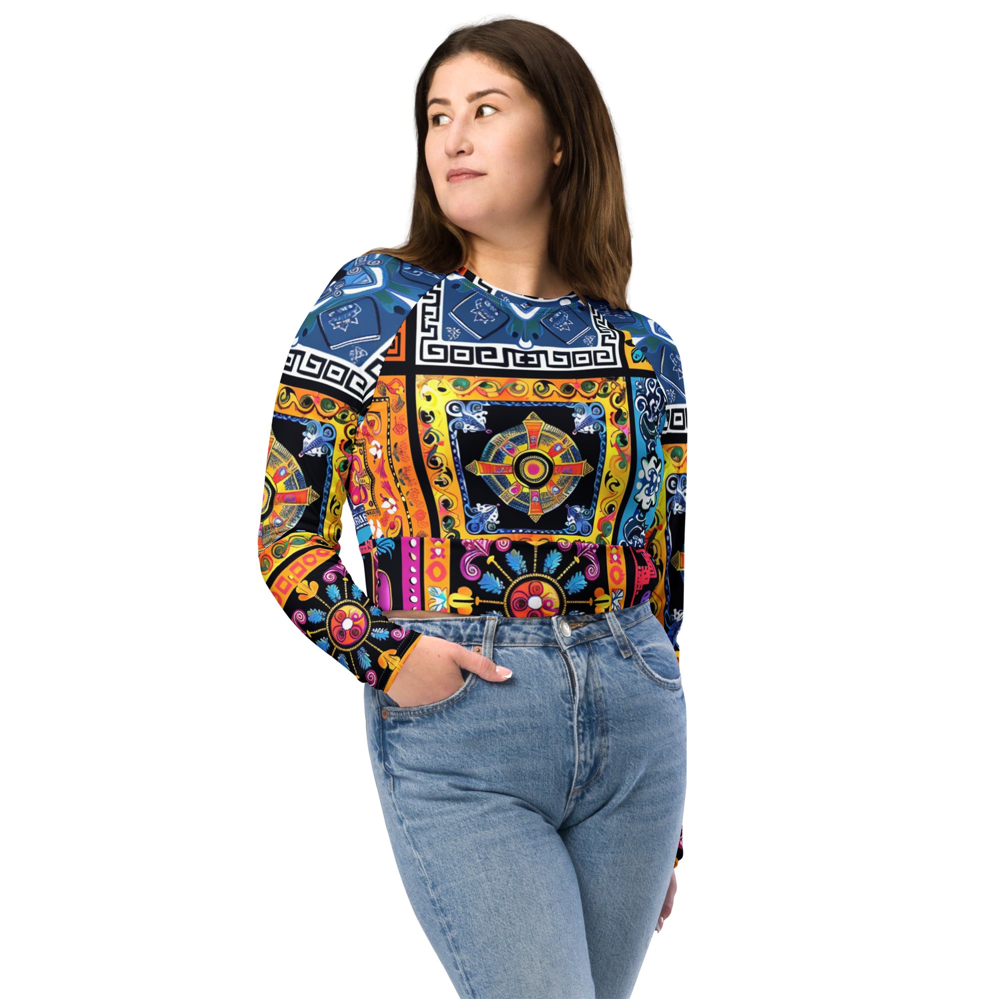 Recycled long-sleeve crop top