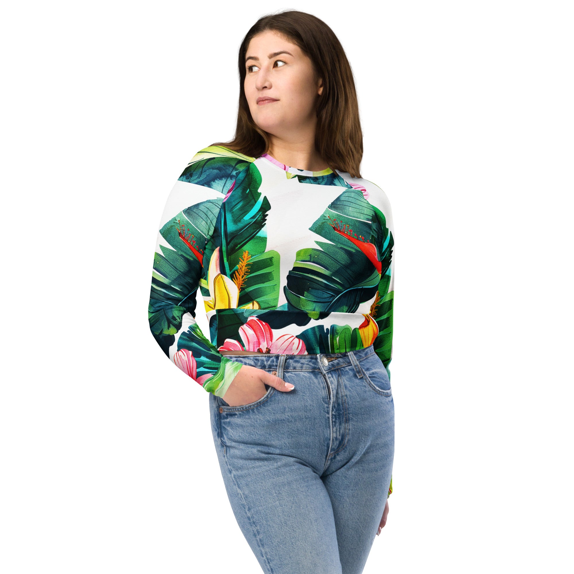 Recycled long-sleeve crop top