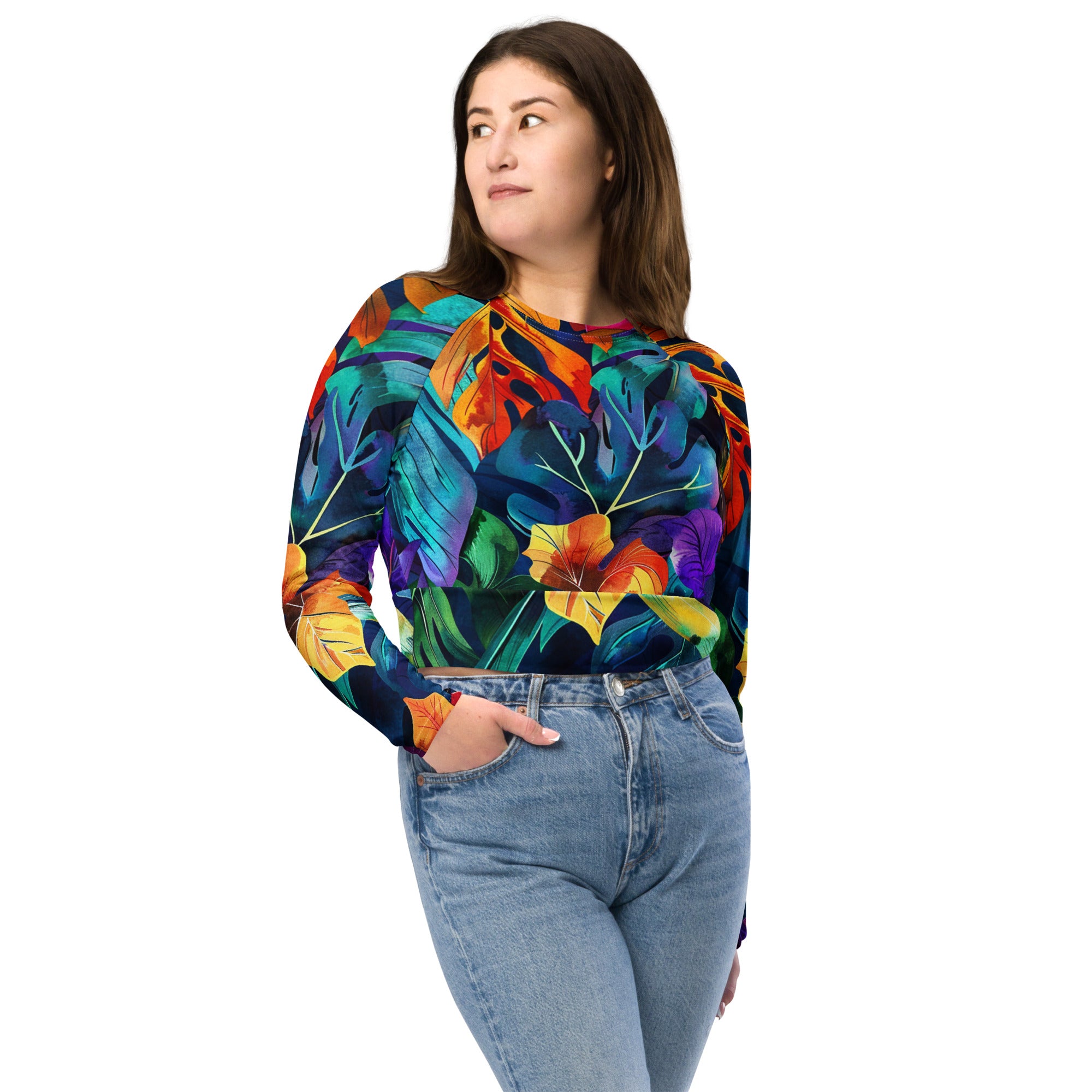 Recycled long-sleeve crop top