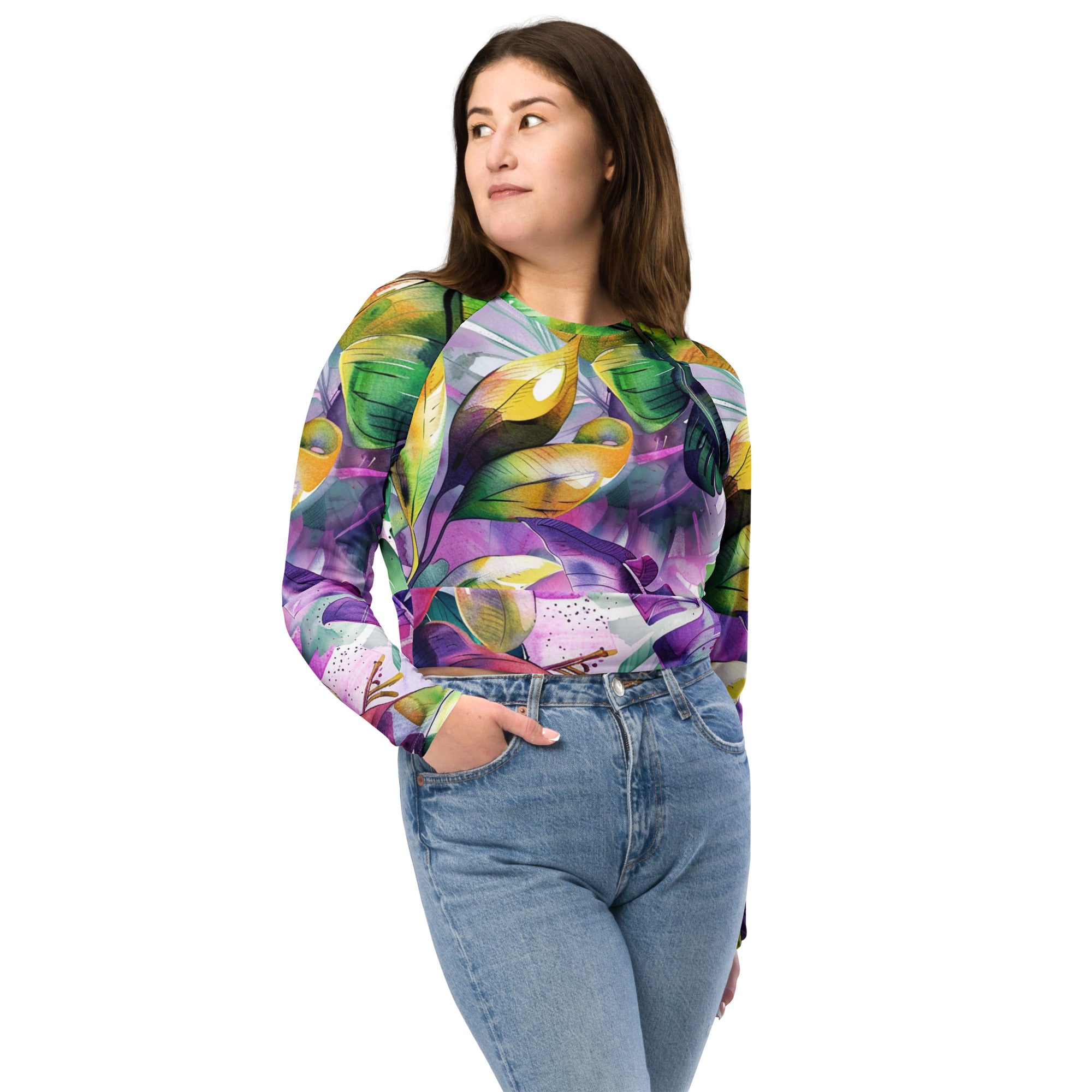 Recycled long-sleeve crop top