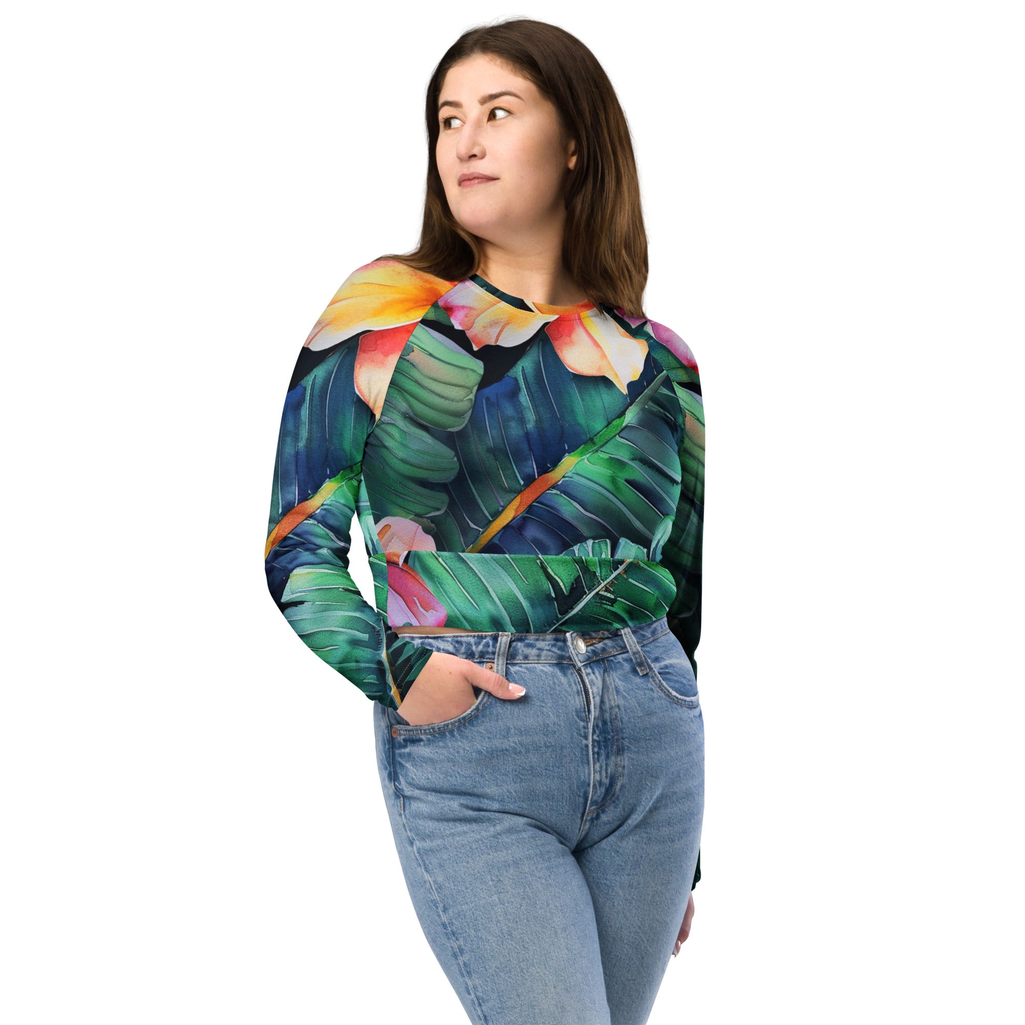 Recycled long-sleeve crop top