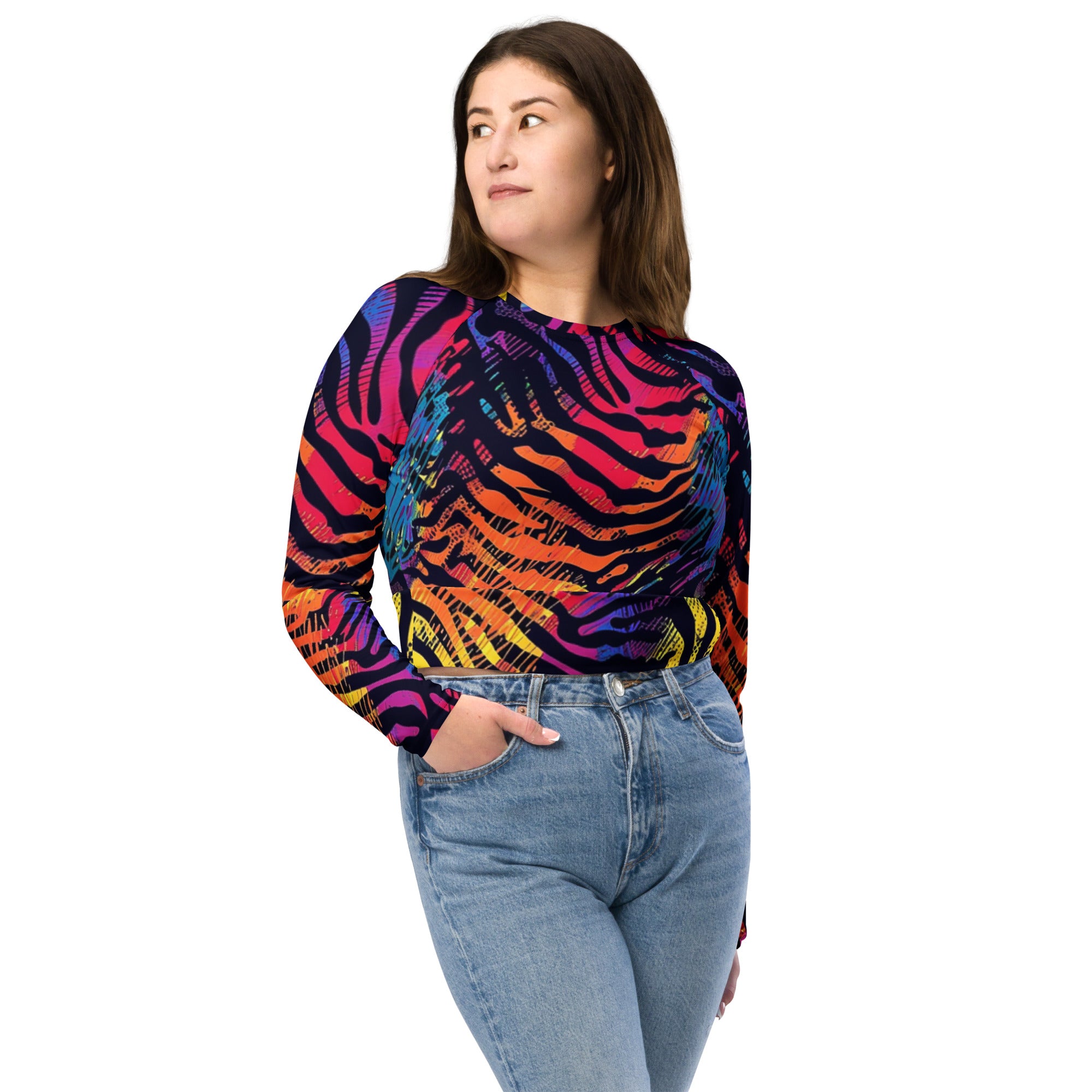 Recycled long-sleeve crop top