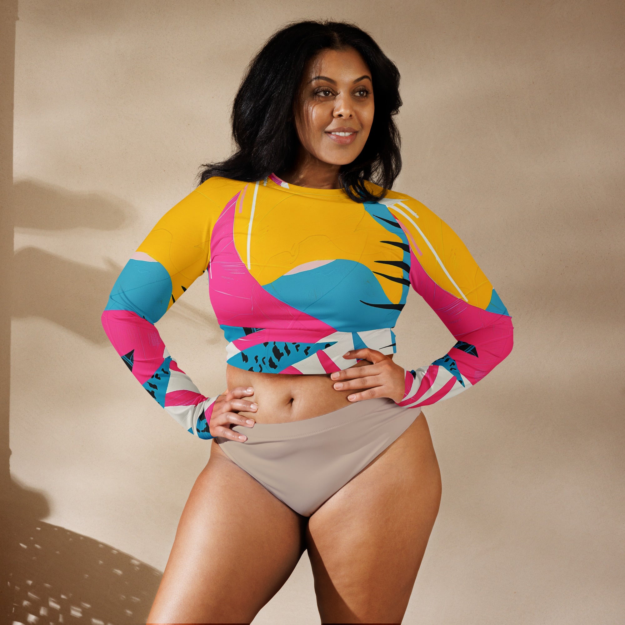 Recycled long-sleeve crop top