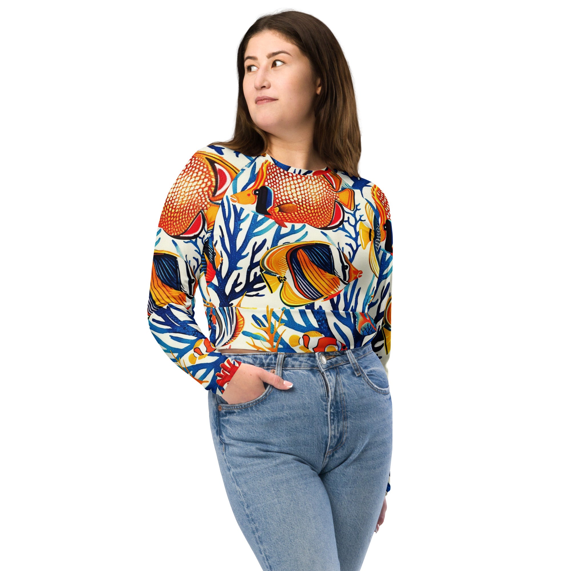 Recycled long-sleeve crop top