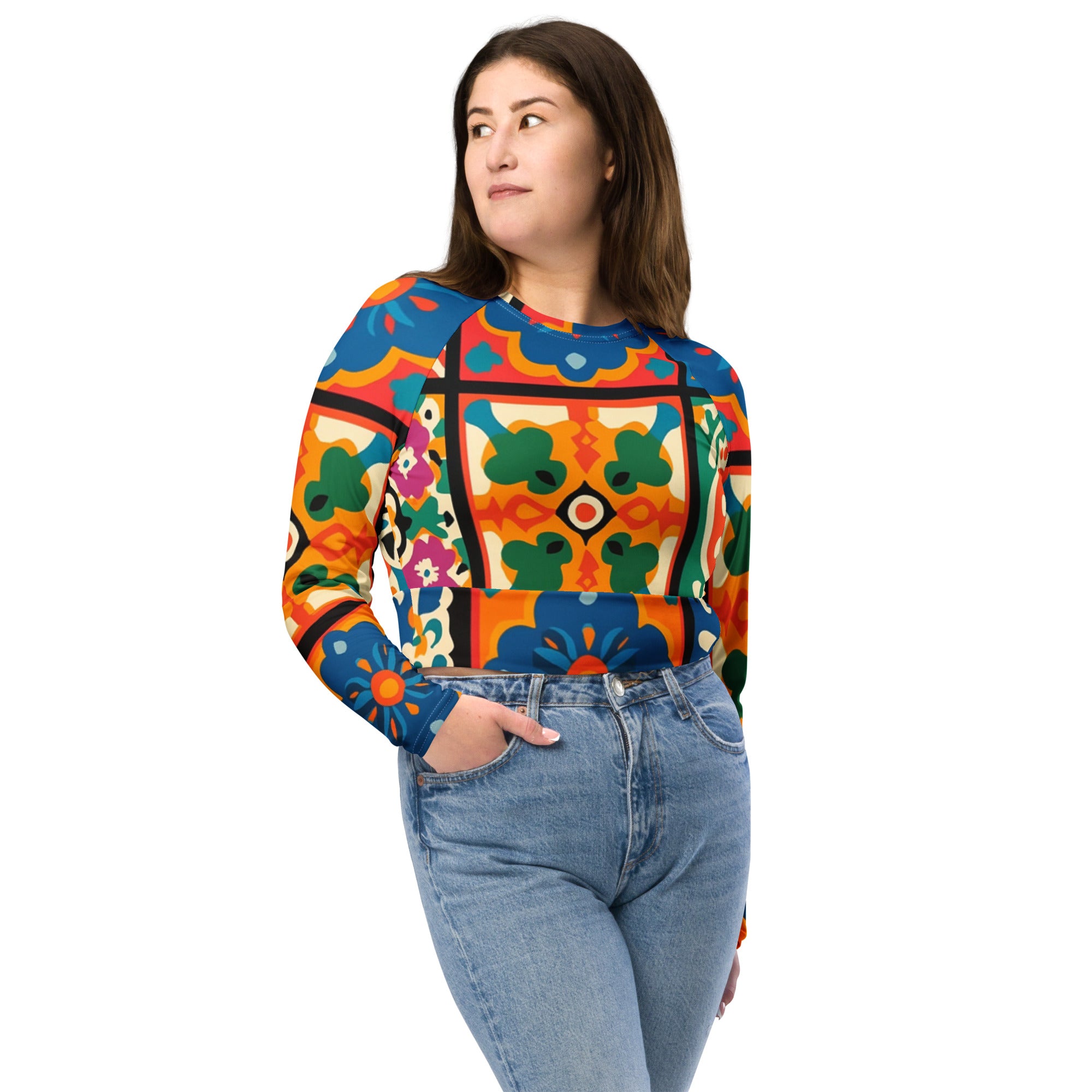 Recycled long-sleeve crop top