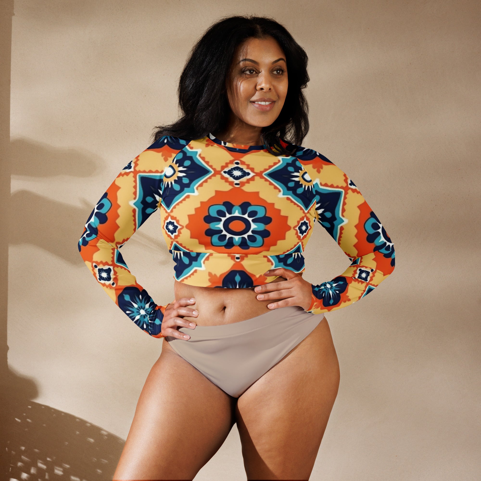 Recycled long-sleeve crop top