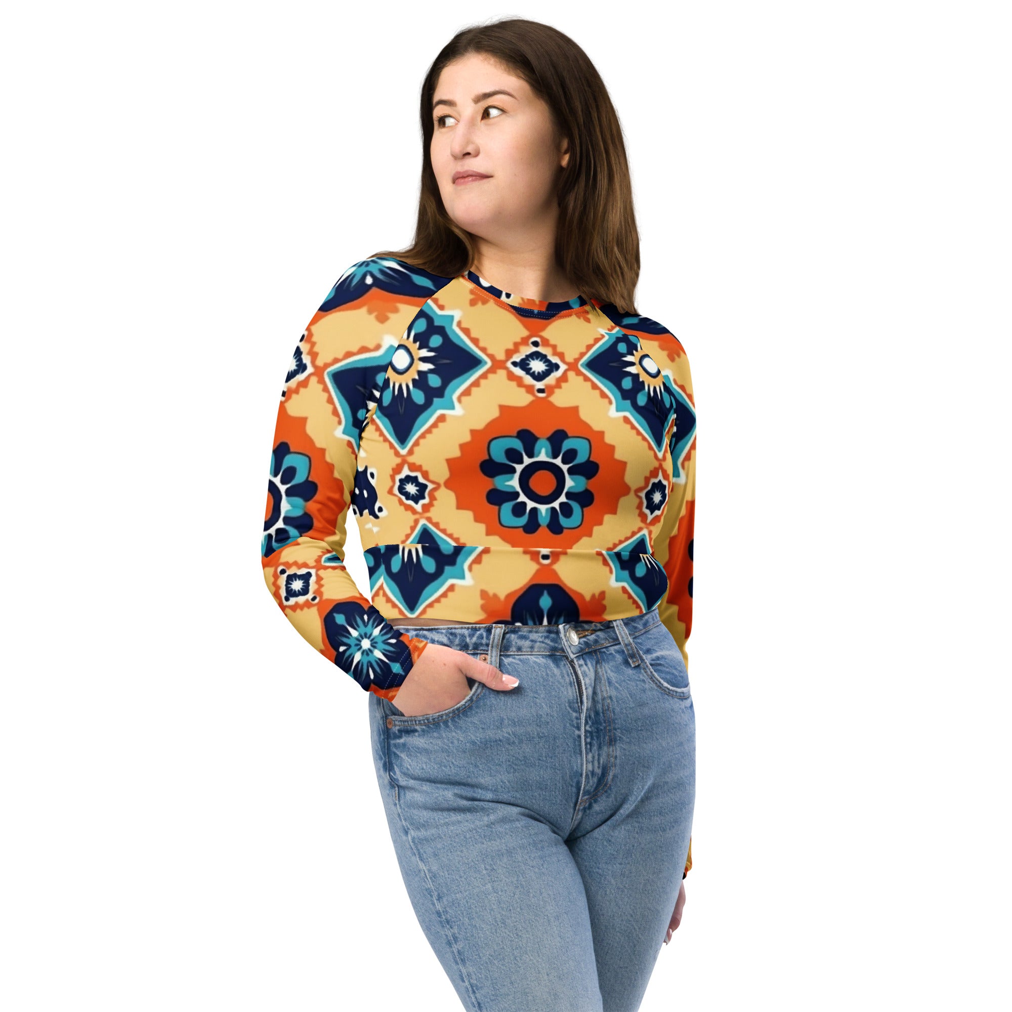 Recycled long-sleeve crop top
