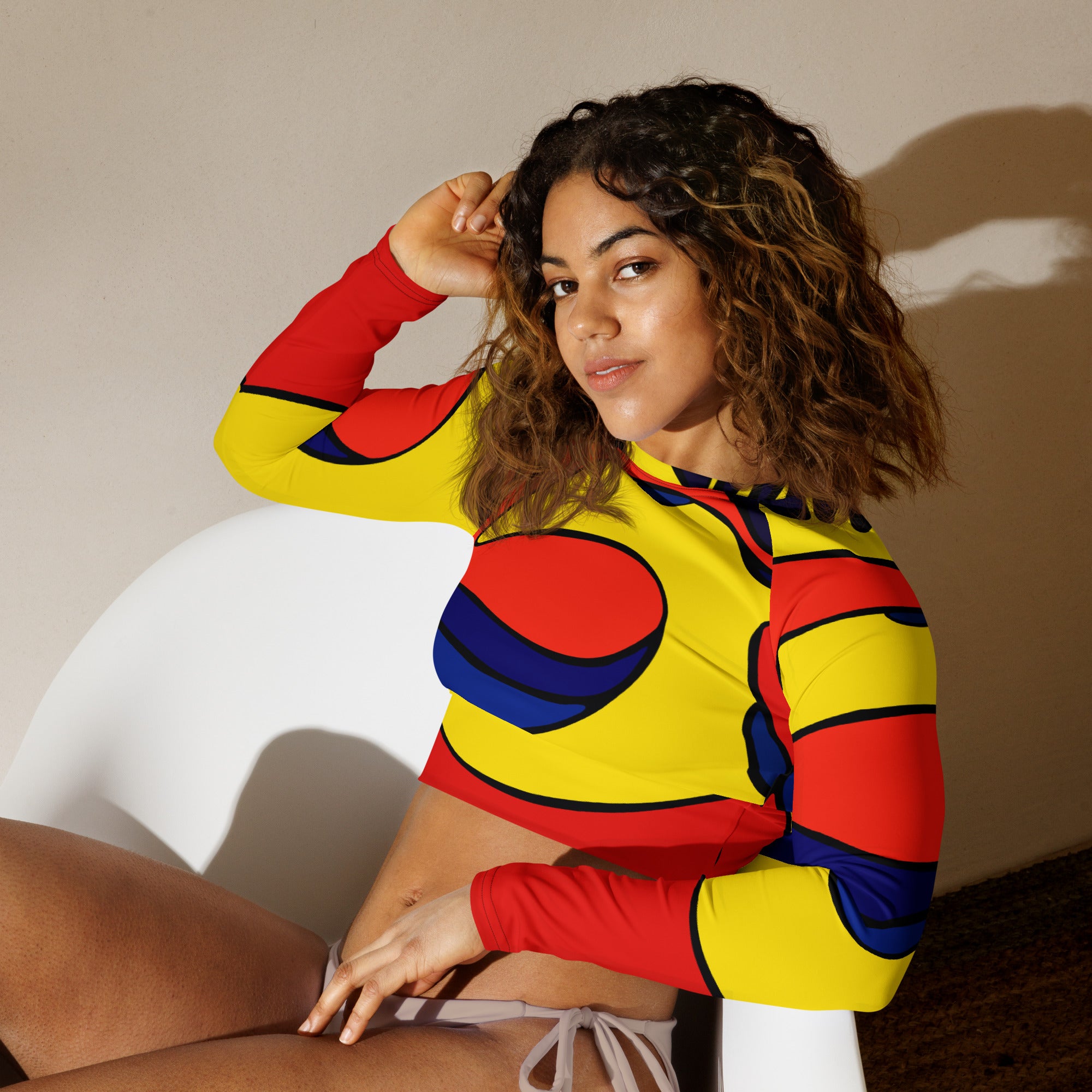 Recycled long-sleeve crop top