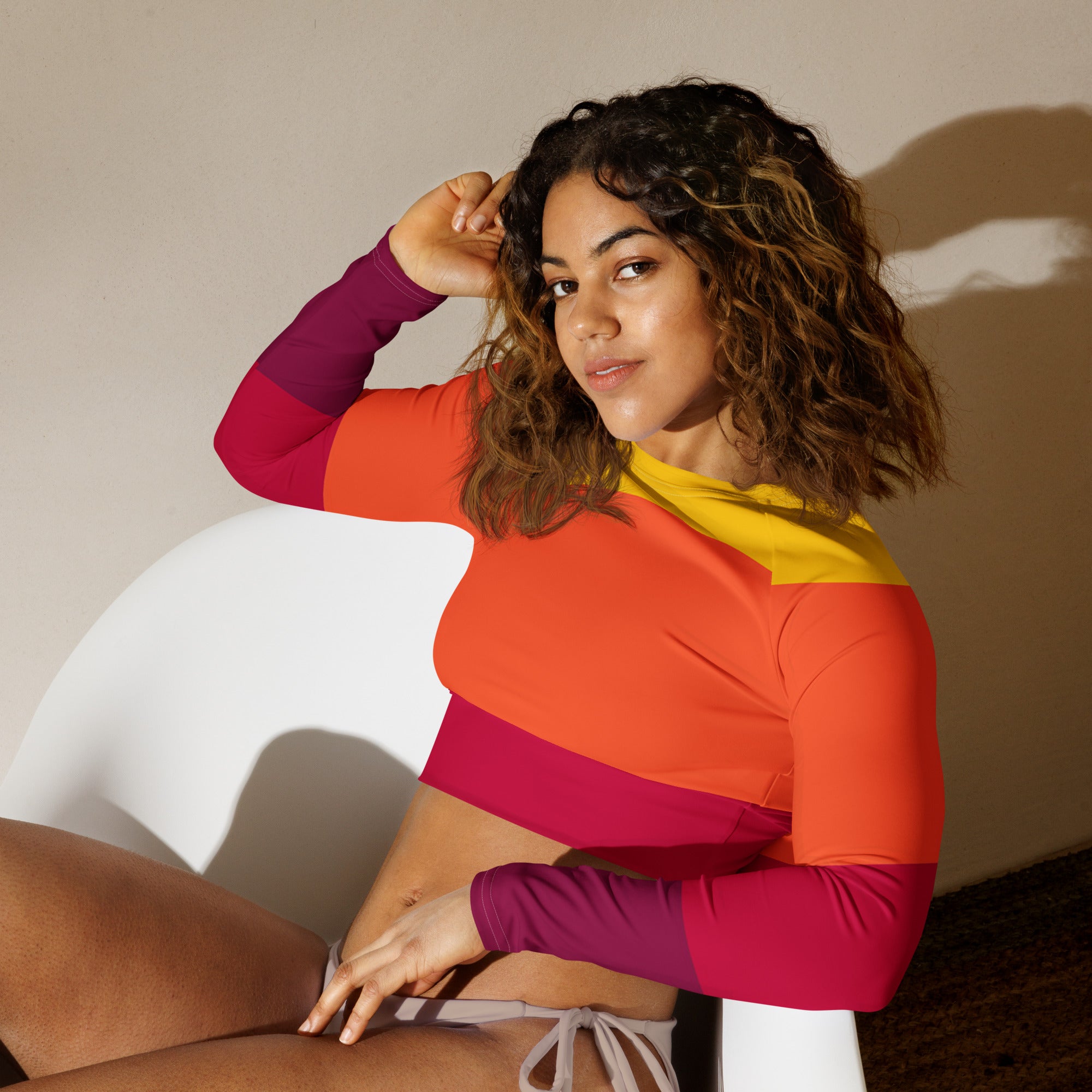 Recycled long-sleeve crop top