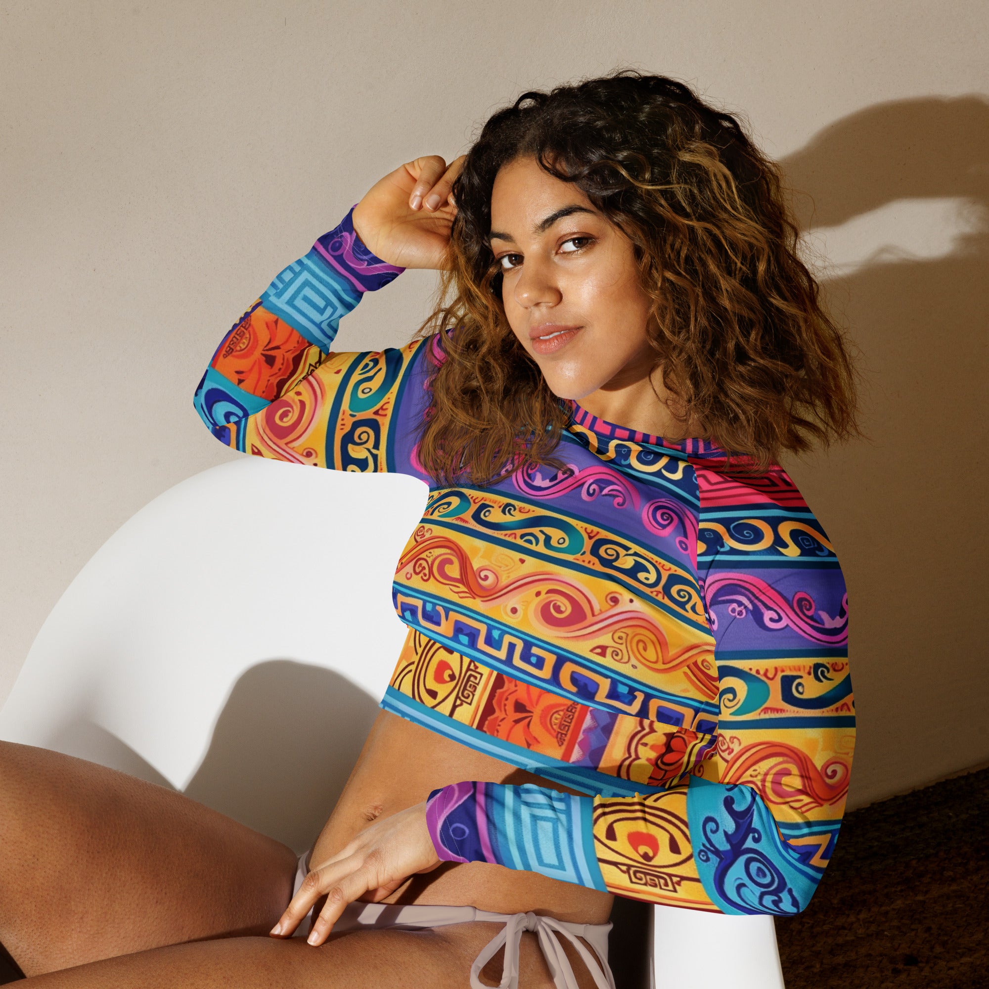 Recycled long-sleeve crop top