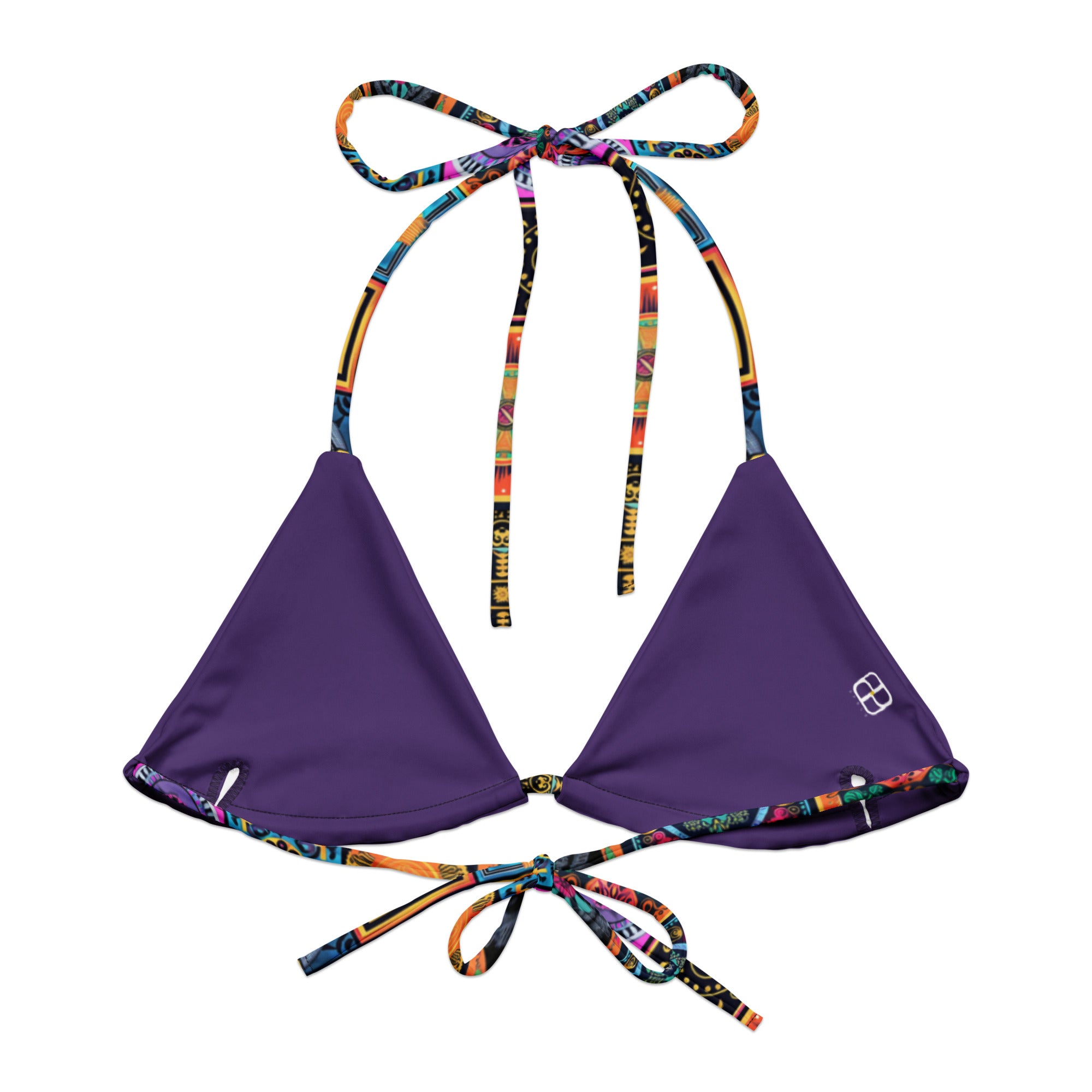 All-over print recycled string bikini top