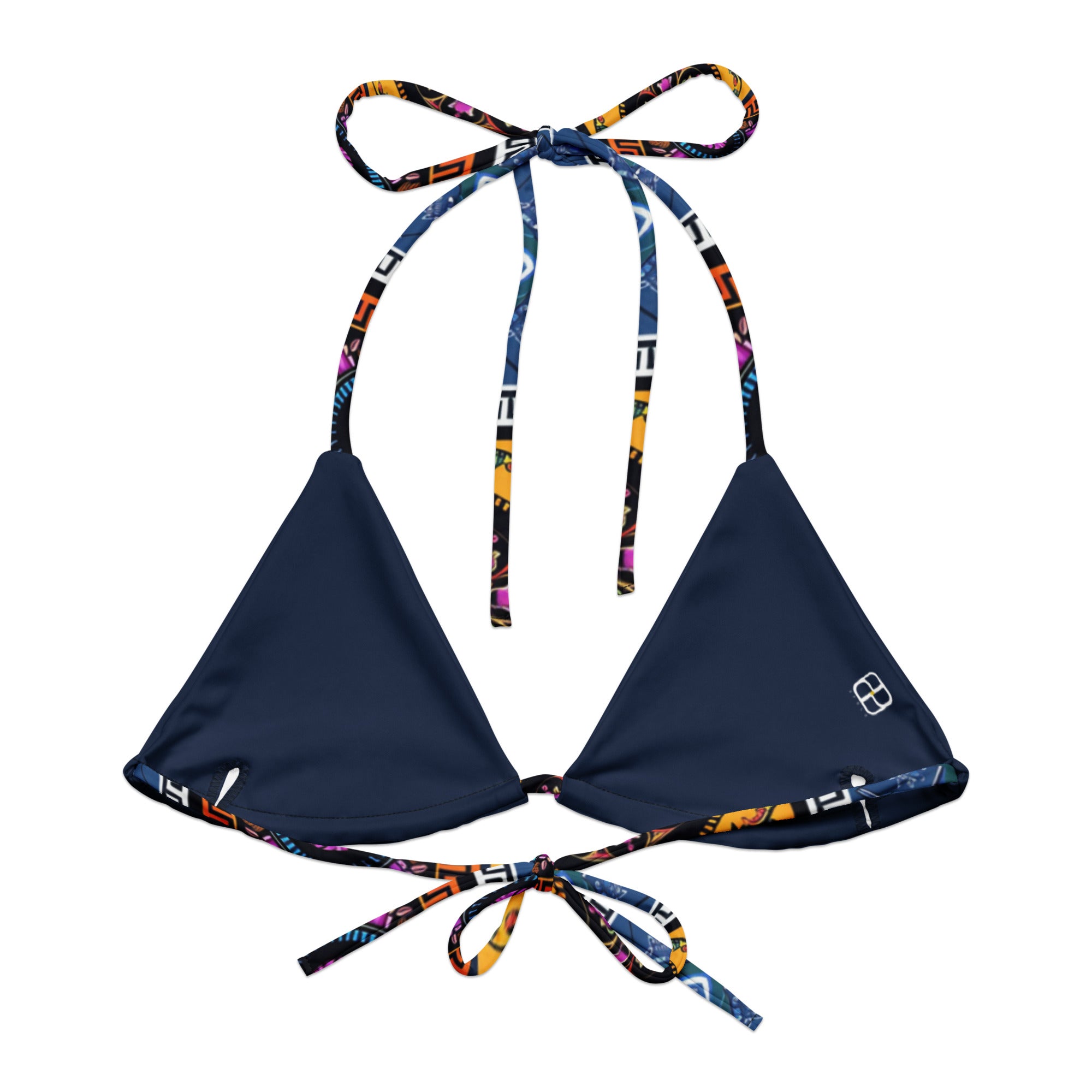 All-over print recycled string bikini top