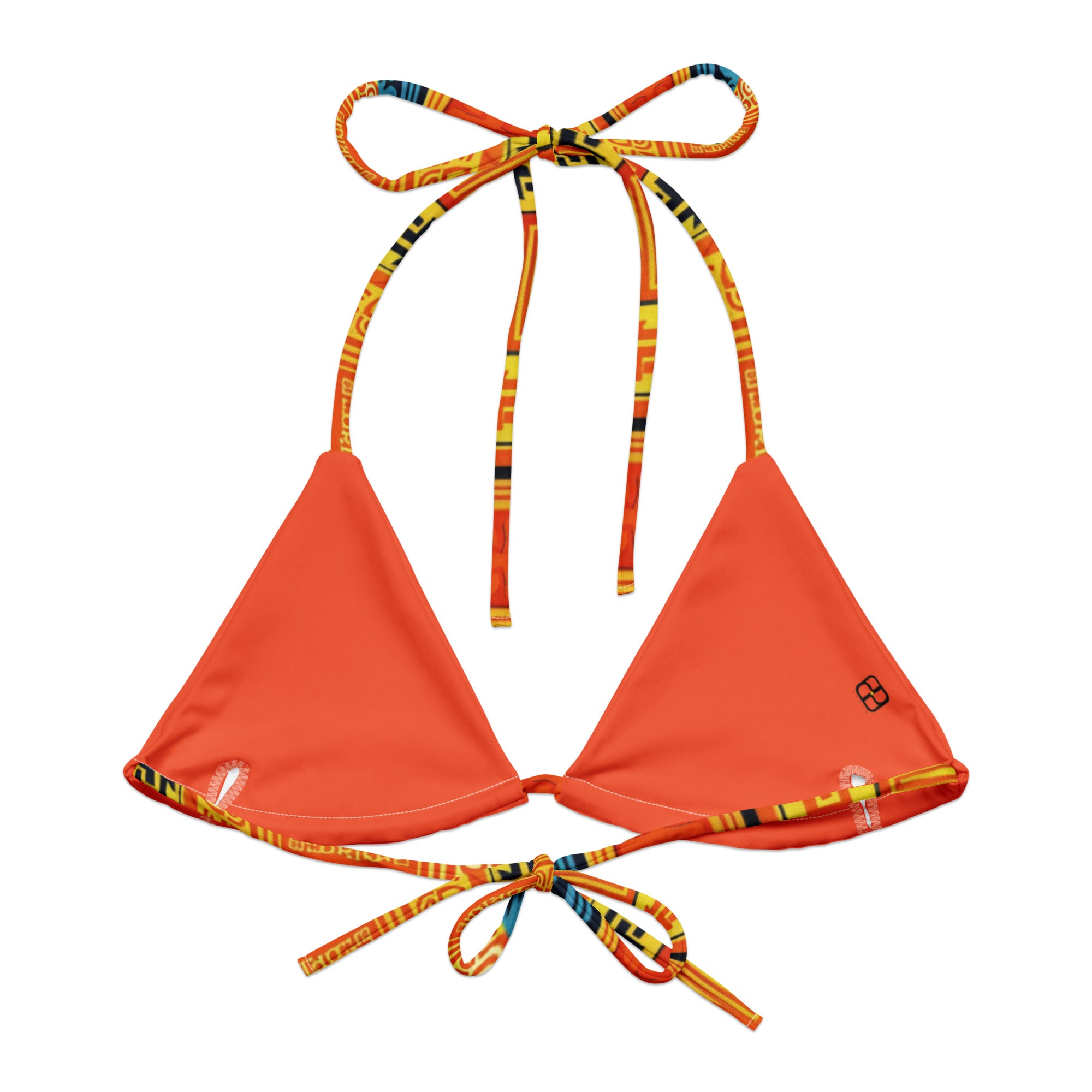 All-over print recycled string bikini top