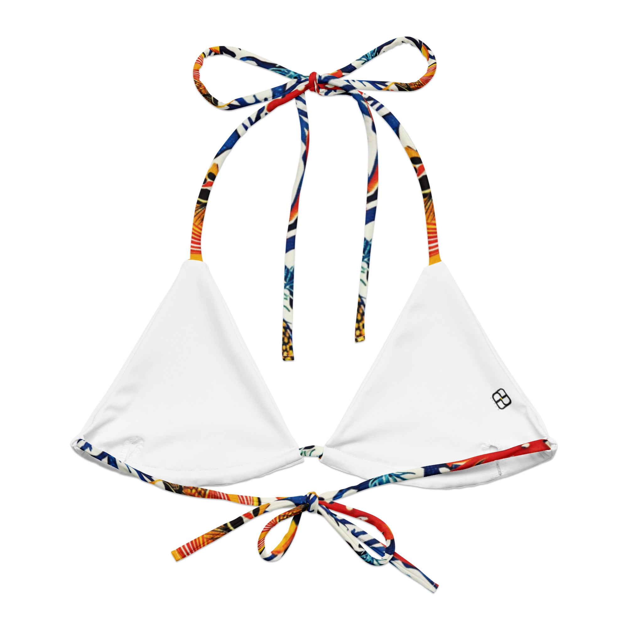 All-over print recycled string bikini top