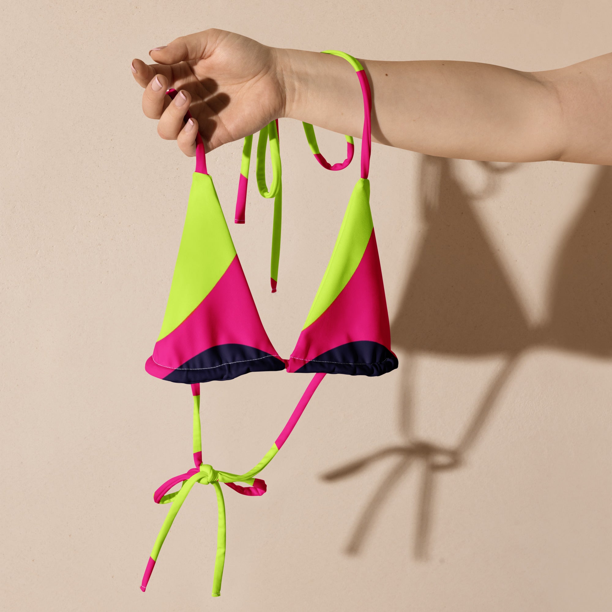 All-over print recycled string bikini top