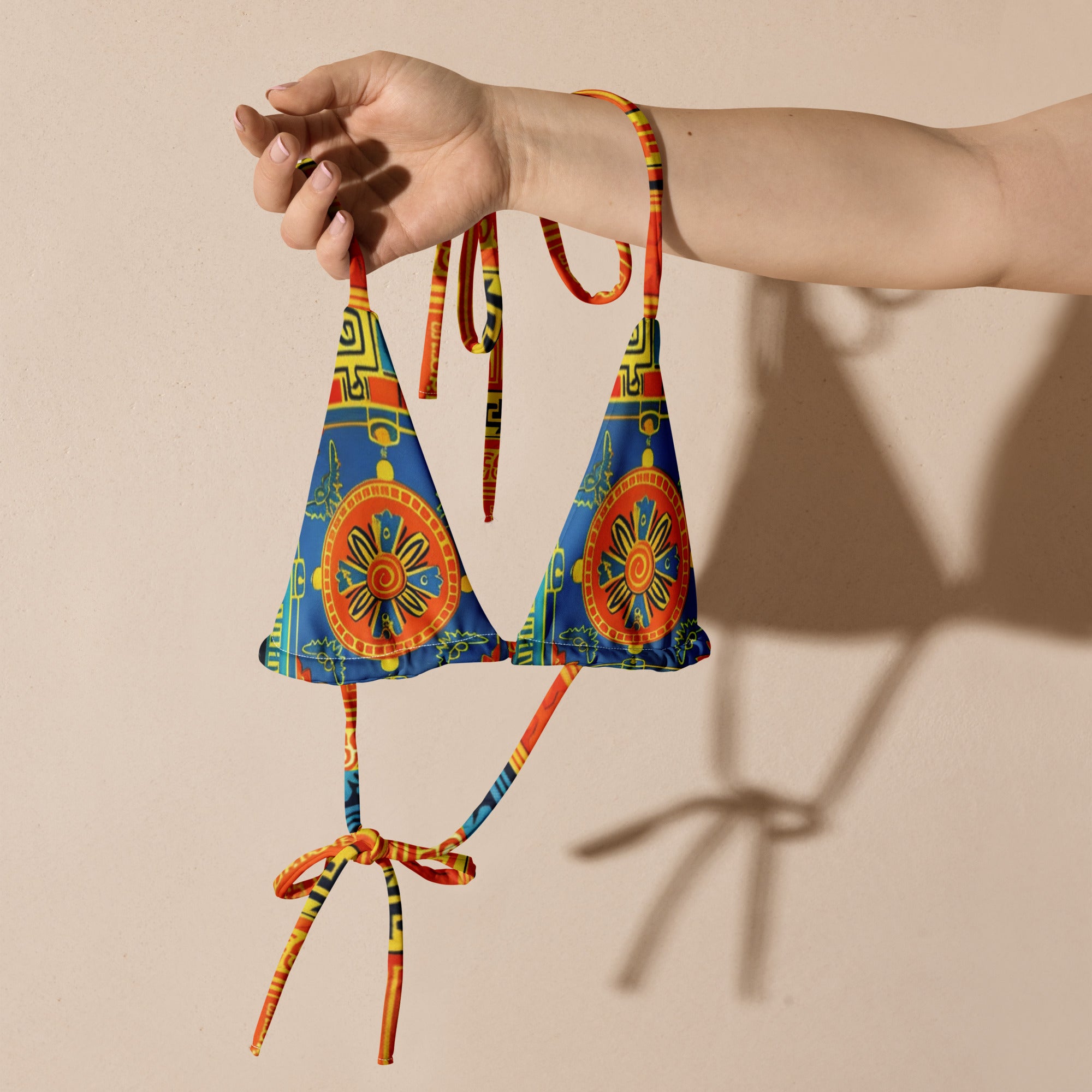 All-over print recycled string bikini top