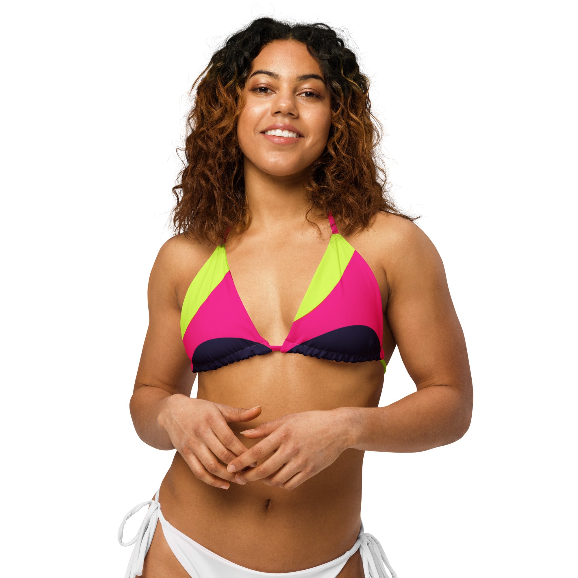 All-over print recycled string bikini top