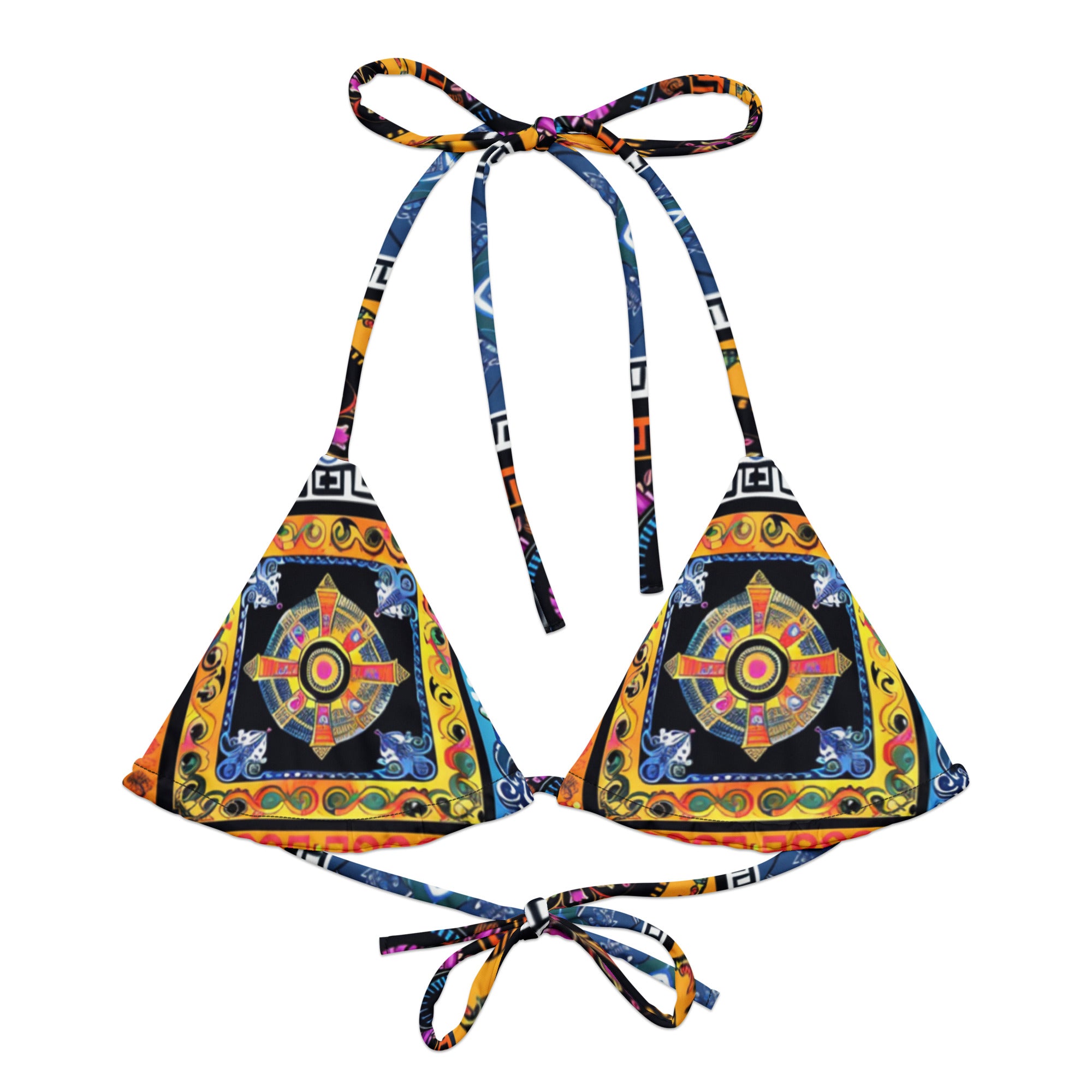 All-over print recycled string bikini top